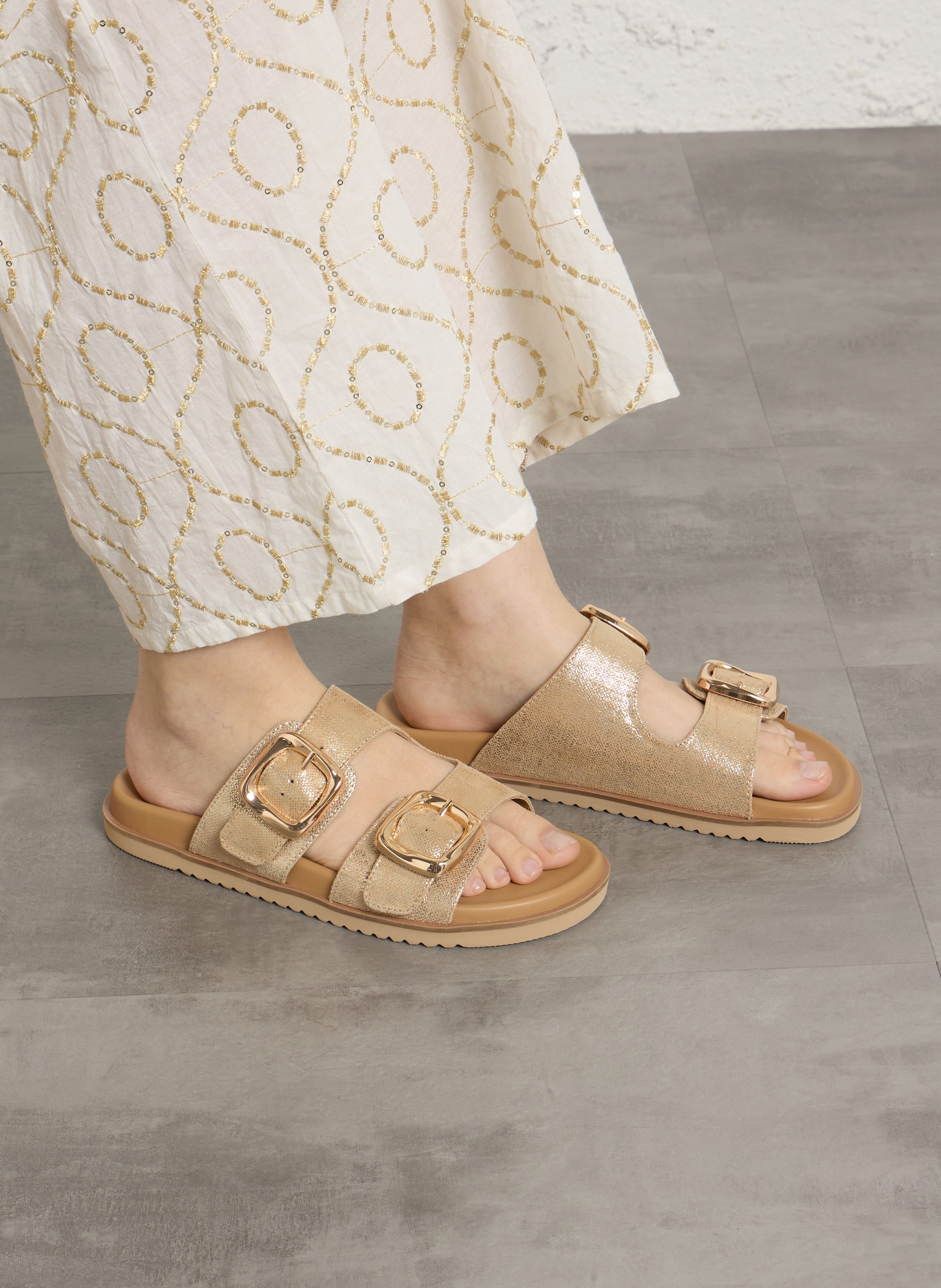 Mules en cuir velours BOCAGE Doré