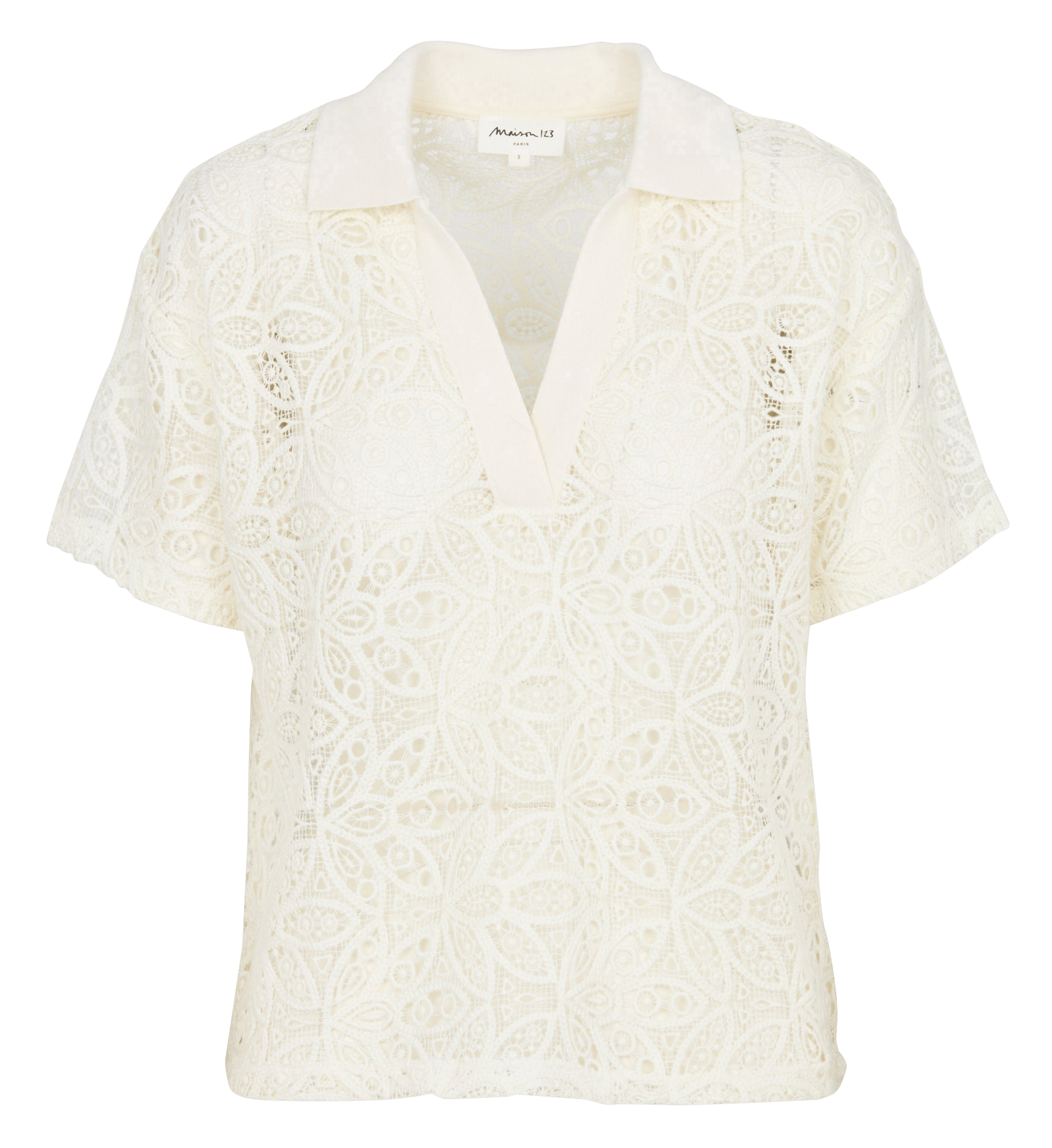 Polo large en dentelle ajourée MAISON 123 Jaune