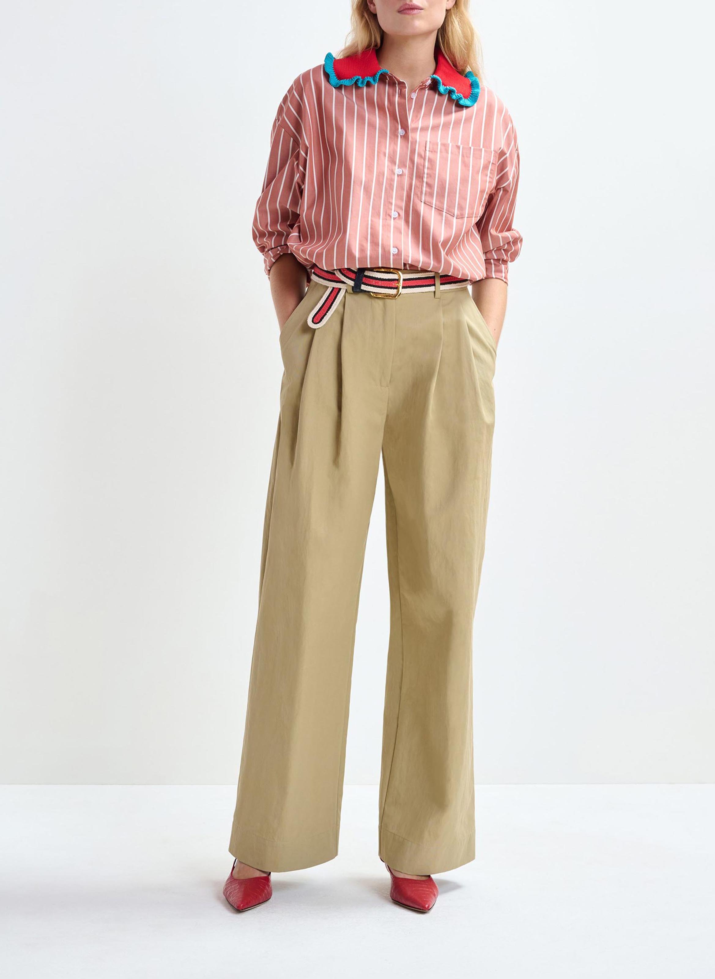 Chemise oversize col classique en coton rayé ESSENTIEL ANTWERP Orange