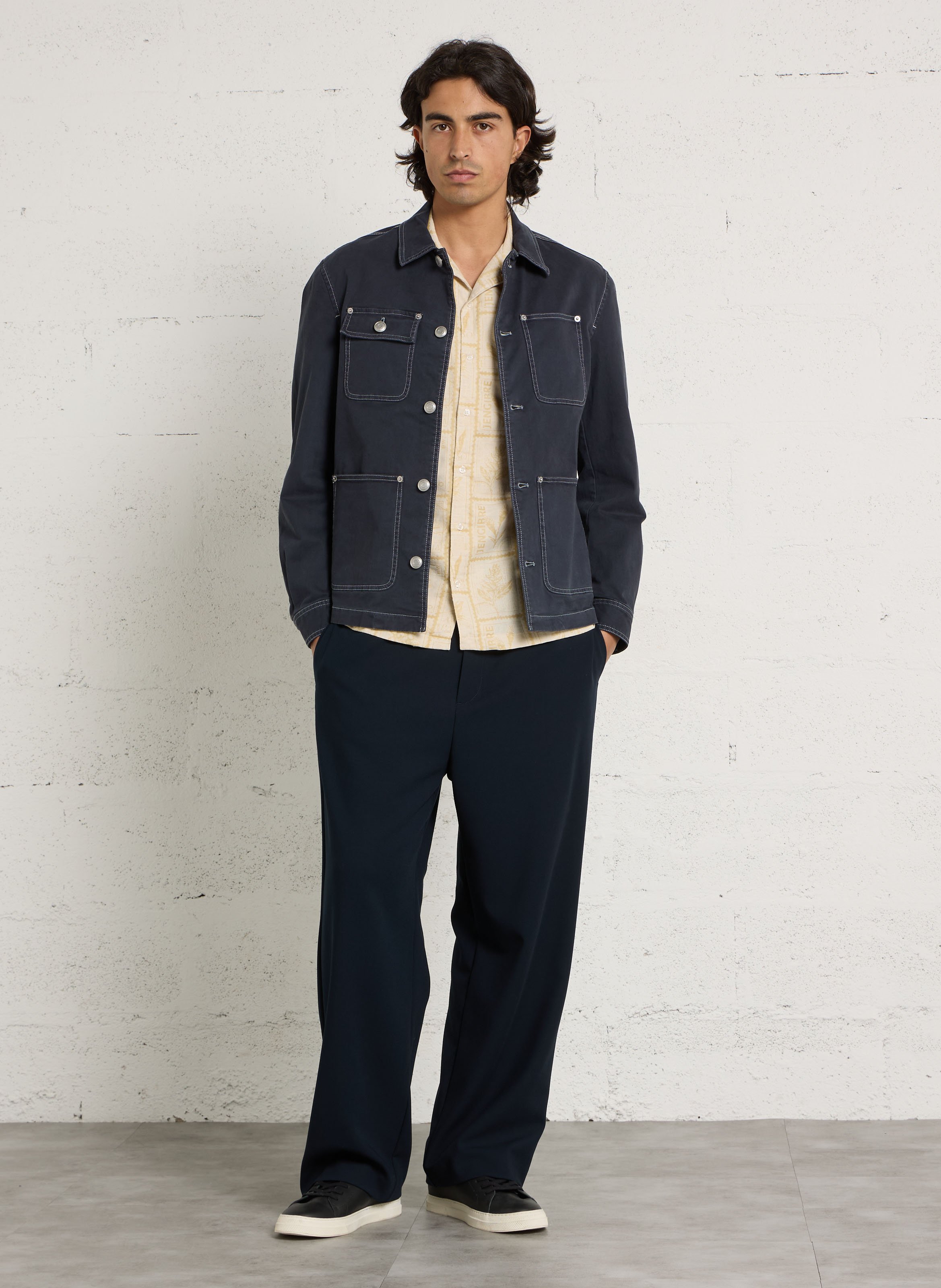 Veste saharienne droite en coton mélangé IKKS Bleu