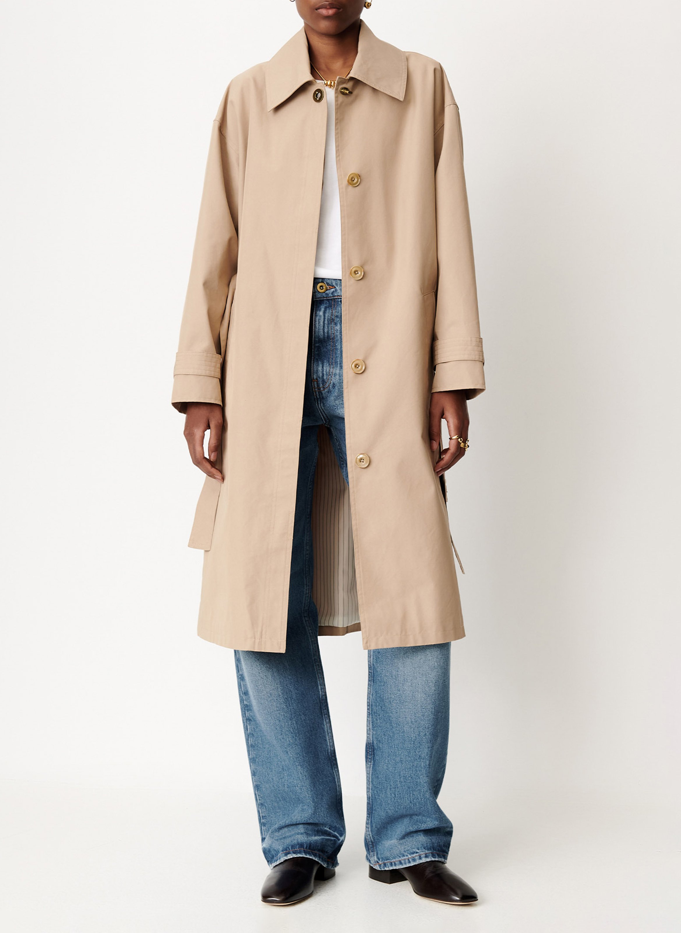 Langer Trenchcoat aus Baumwoll-Mix SESSUN Beige