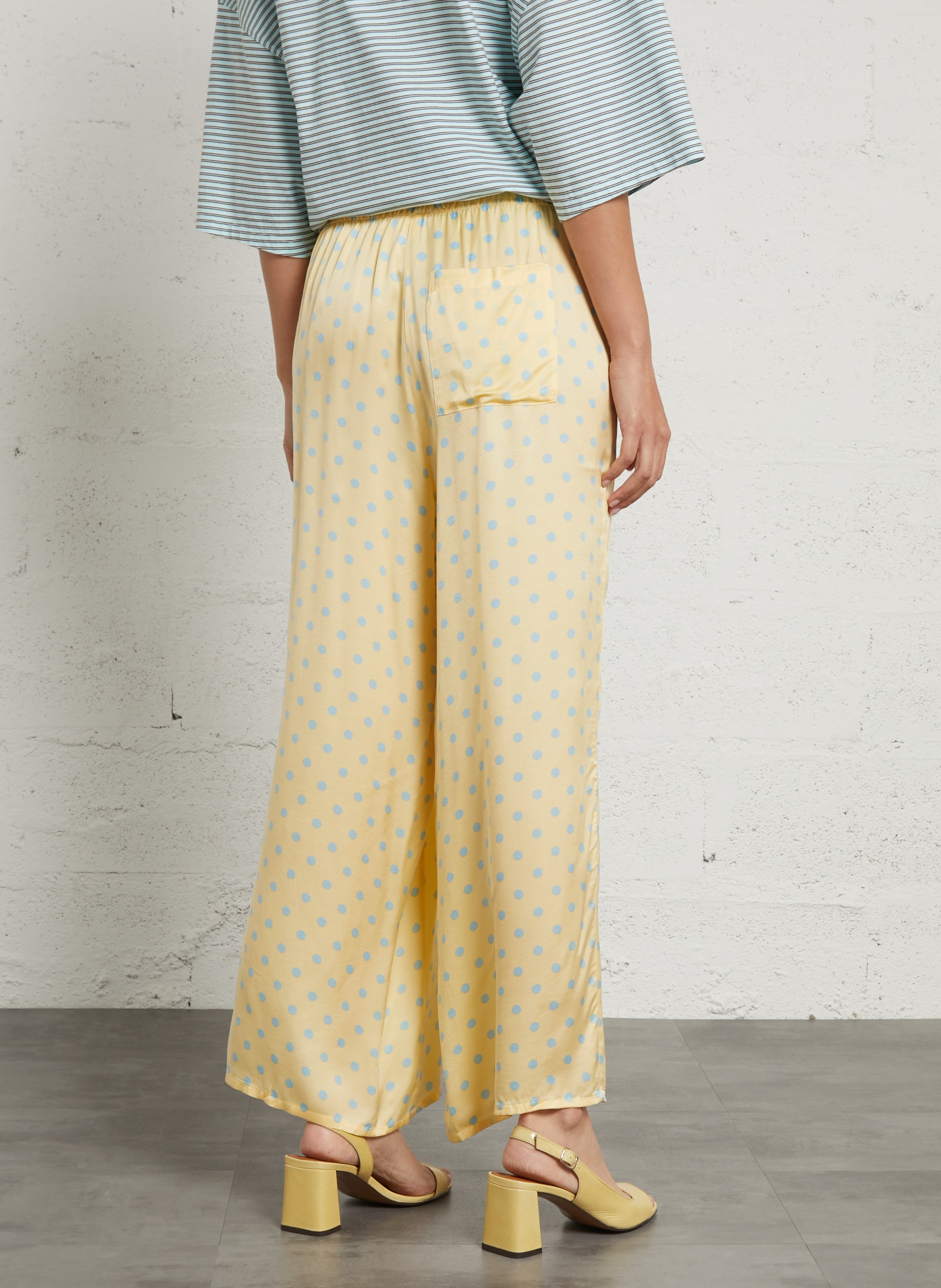 Flowy wide-leg polka dot trousers AMERICAN VINTAGE Yellow