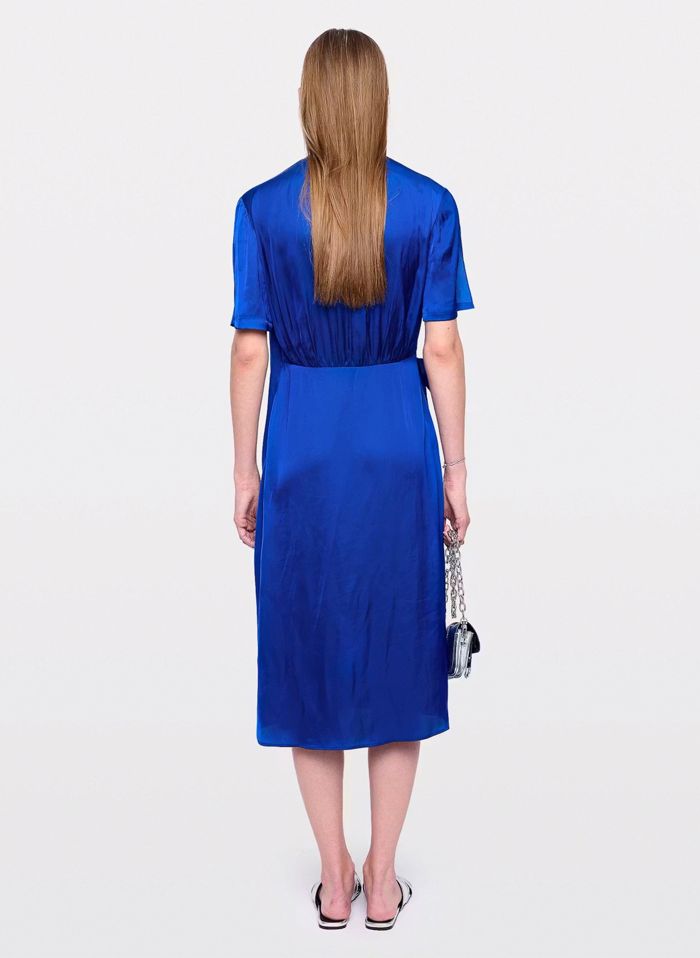 Robe midi portefeuille satinée | Bleu ZADIG&VOLTAIRE Femme
