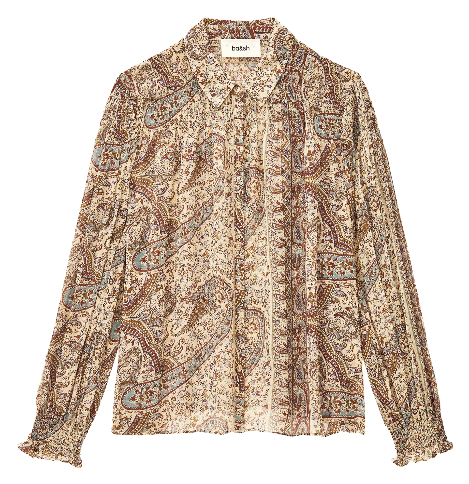 Gedrukte vloeibare blouse met knoopjes CLEO Bleu
