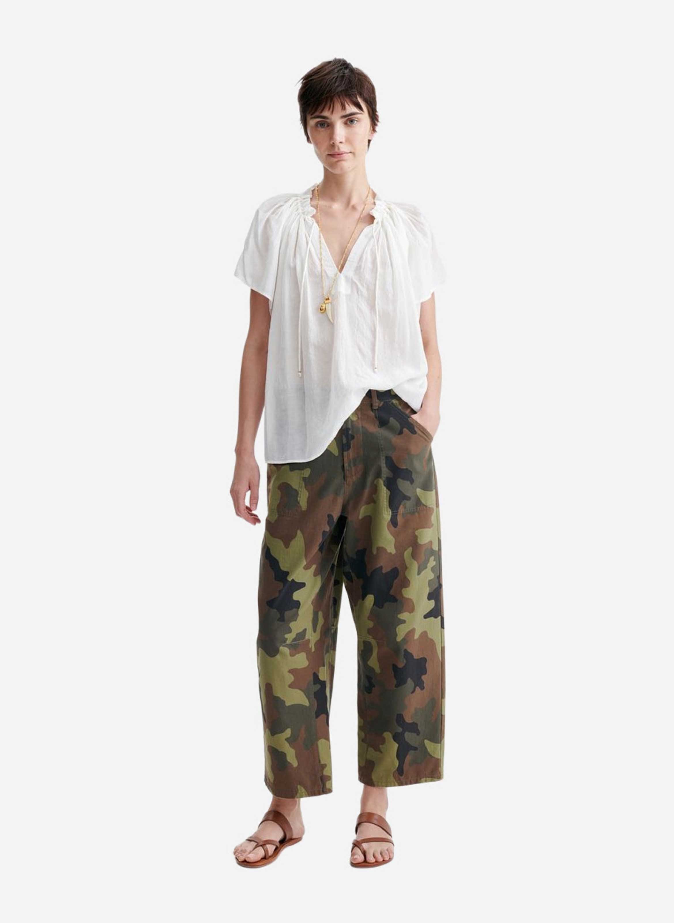 Blouse droite à manches papillon VANESSA BRUNO Blanc
