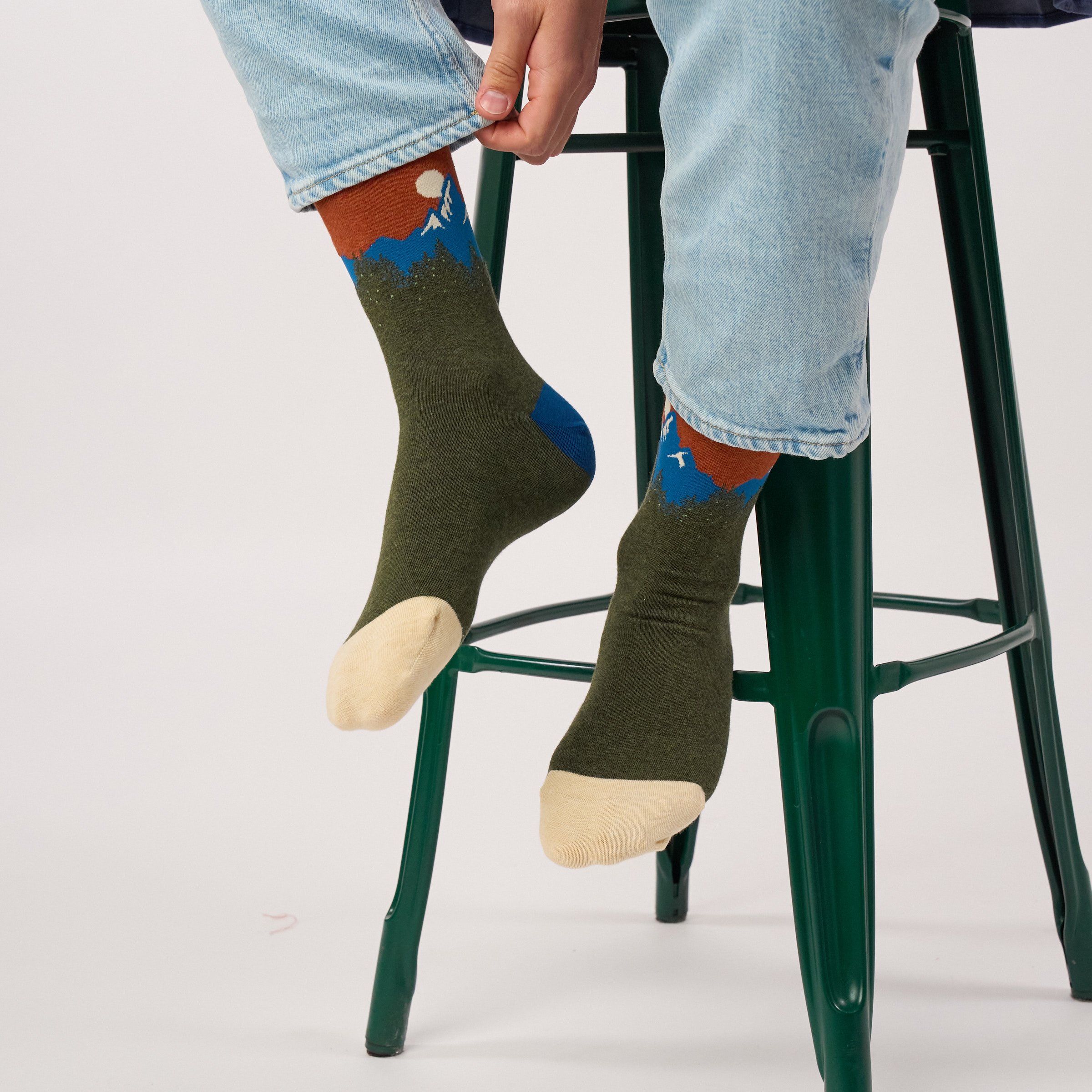 Combed Cotton Socks with Patterns BILLYBELT Green