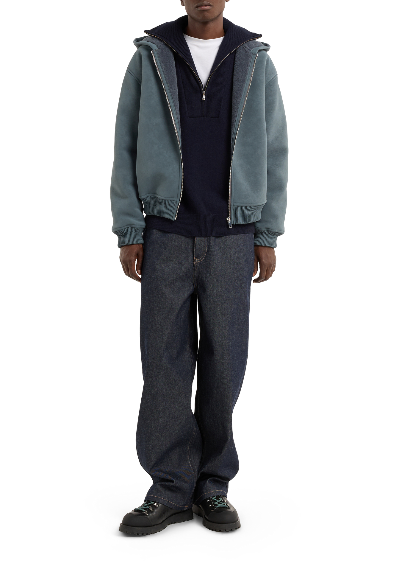 High-neck wool sweater SAISON 1865 Blue