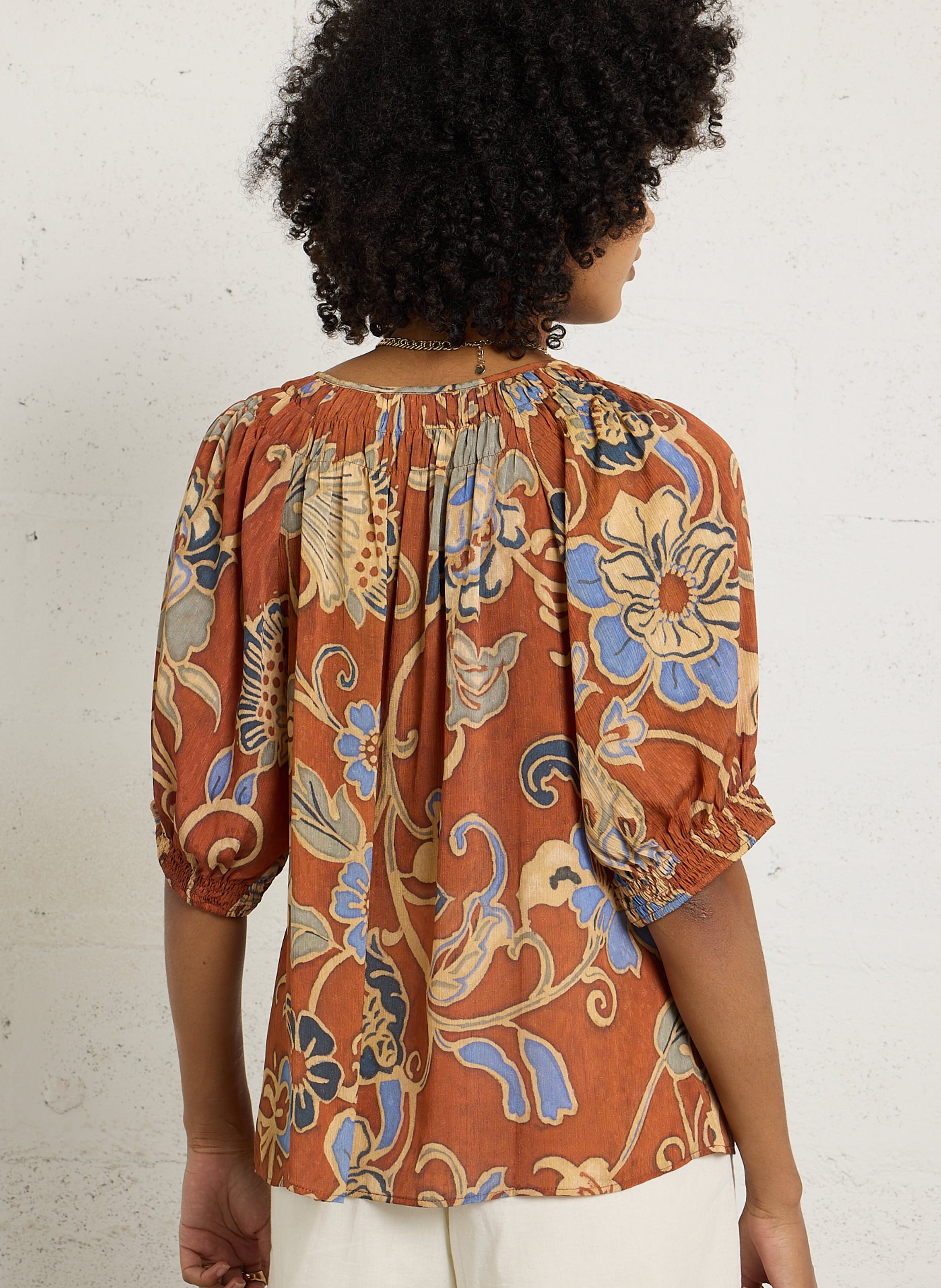 Top oversize col rond imprimé SUD EXPRESS Orange