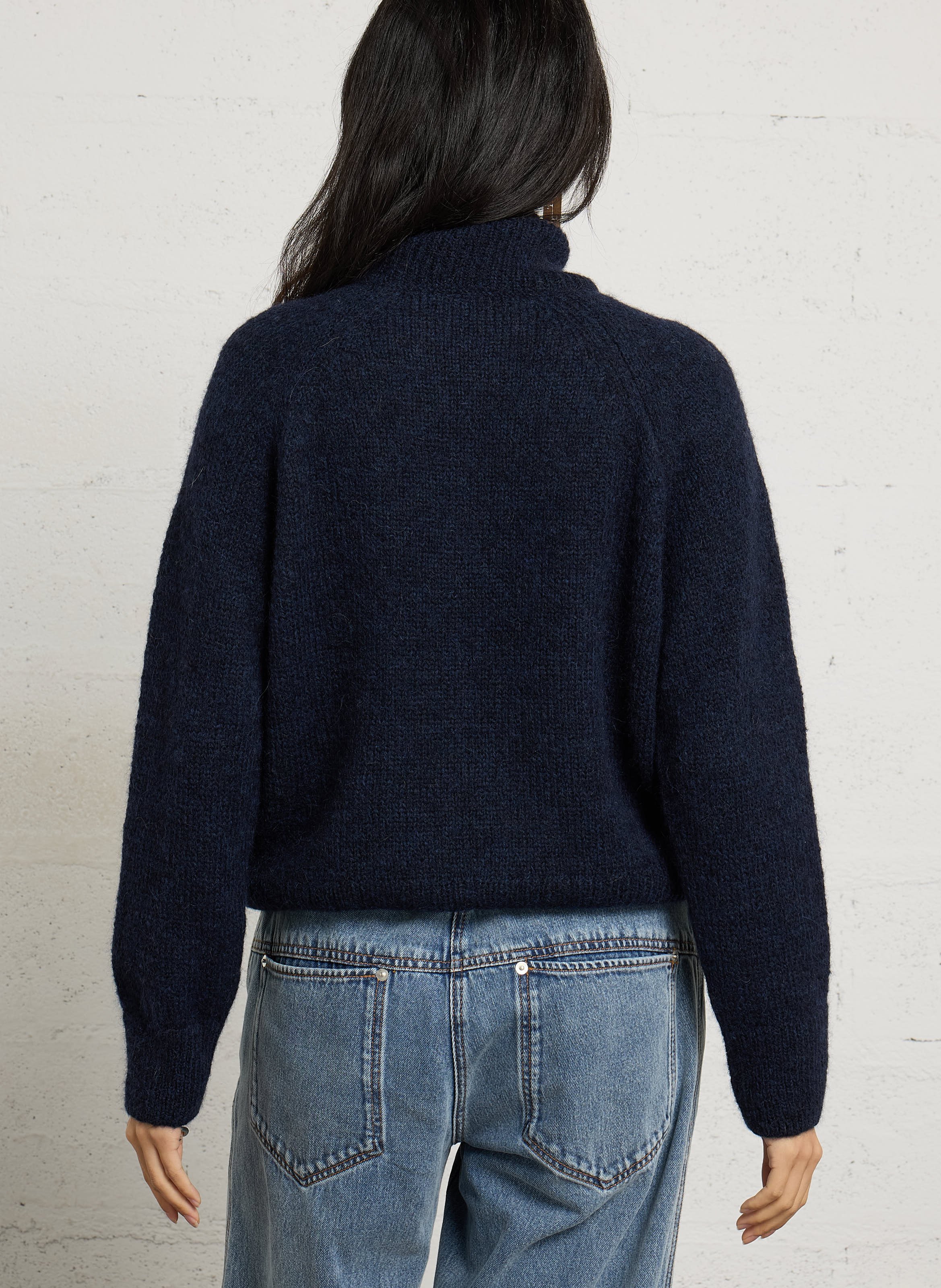 Trui met opstaande kraag van alpaca en gemengde wol MASSCOB Blauw