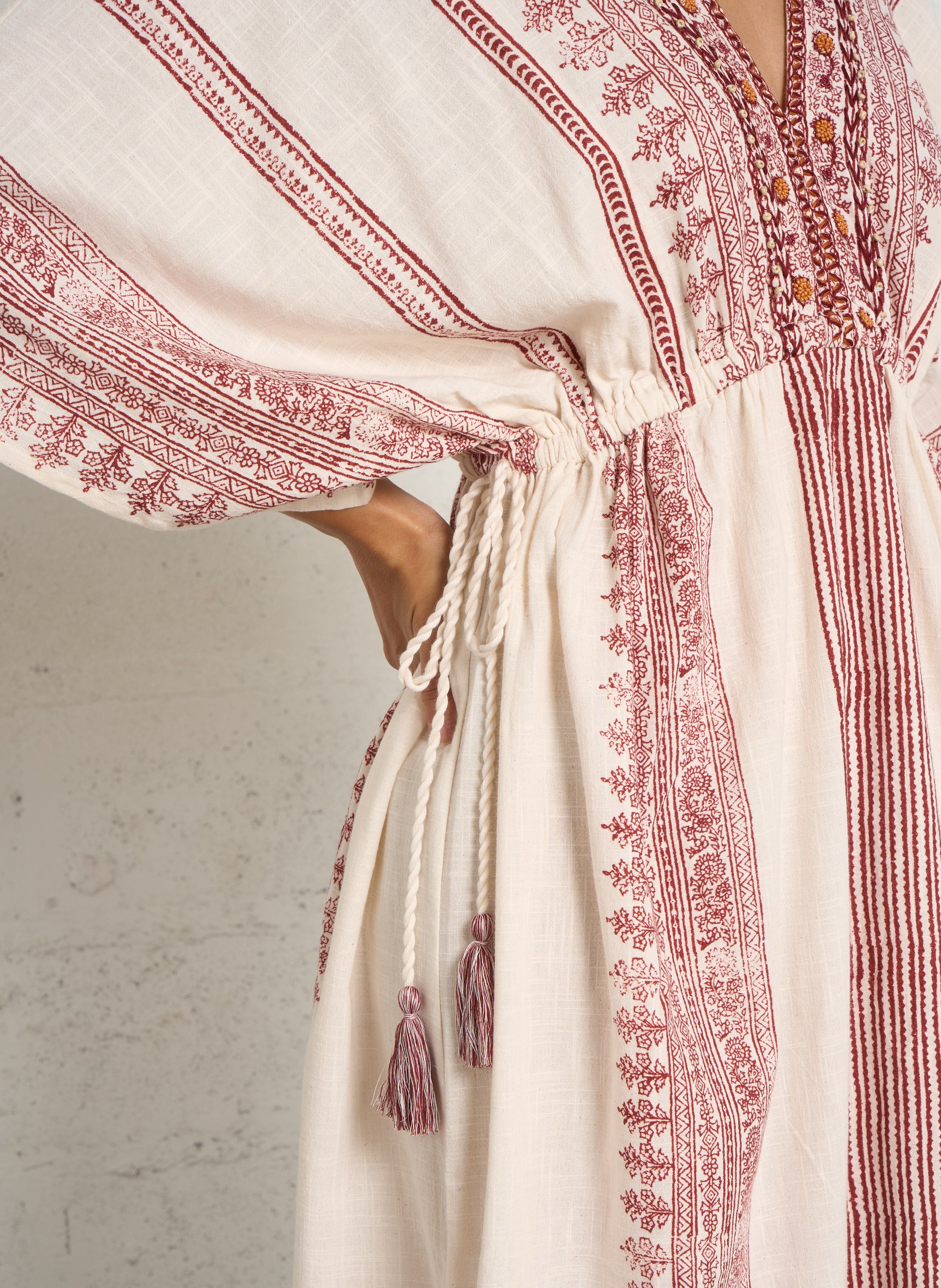 Robe longue à broderie en coton MAISON 123 Rouge