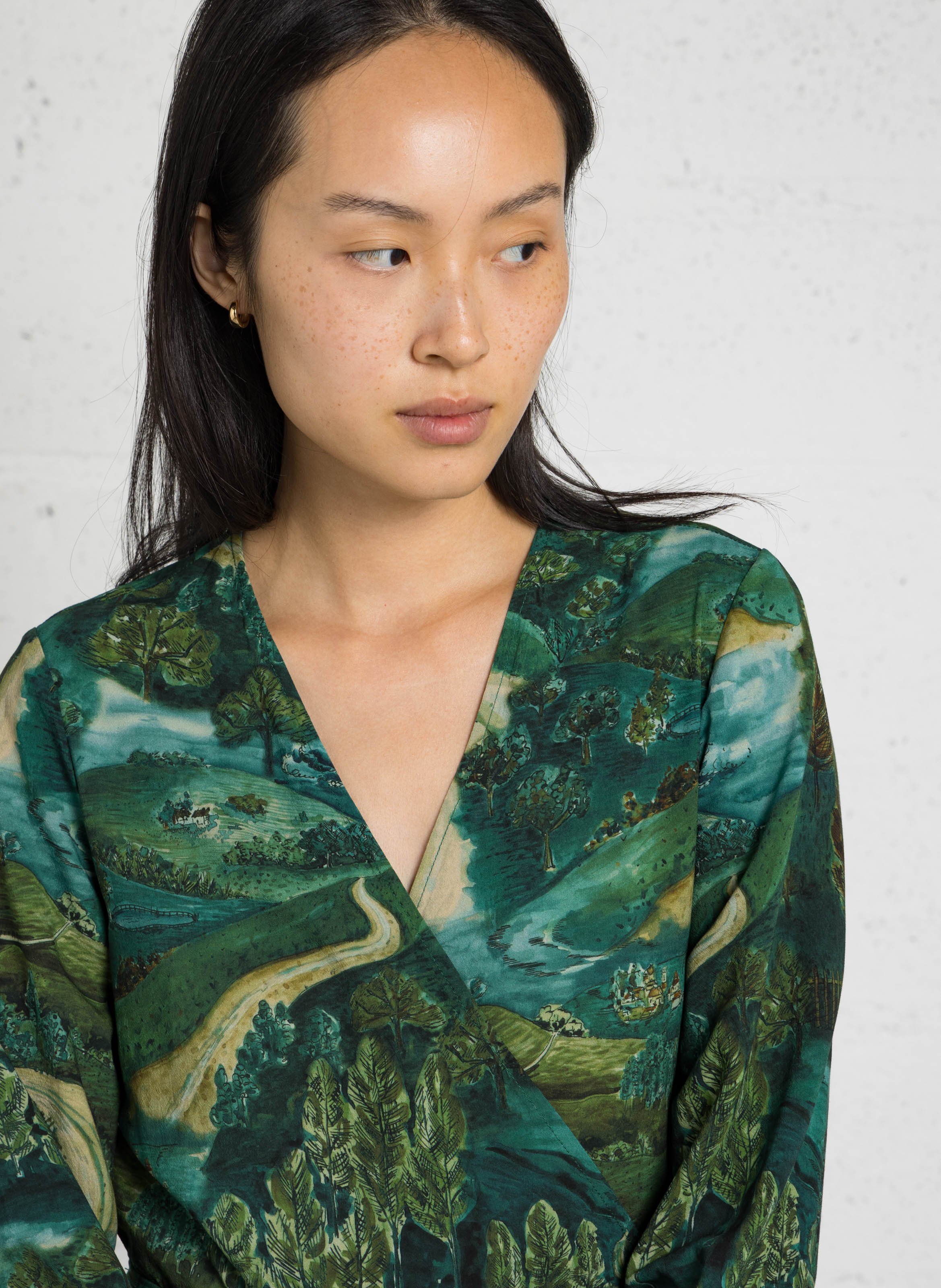 Robe longue ceinturée imprimée NICE THINGS Vert