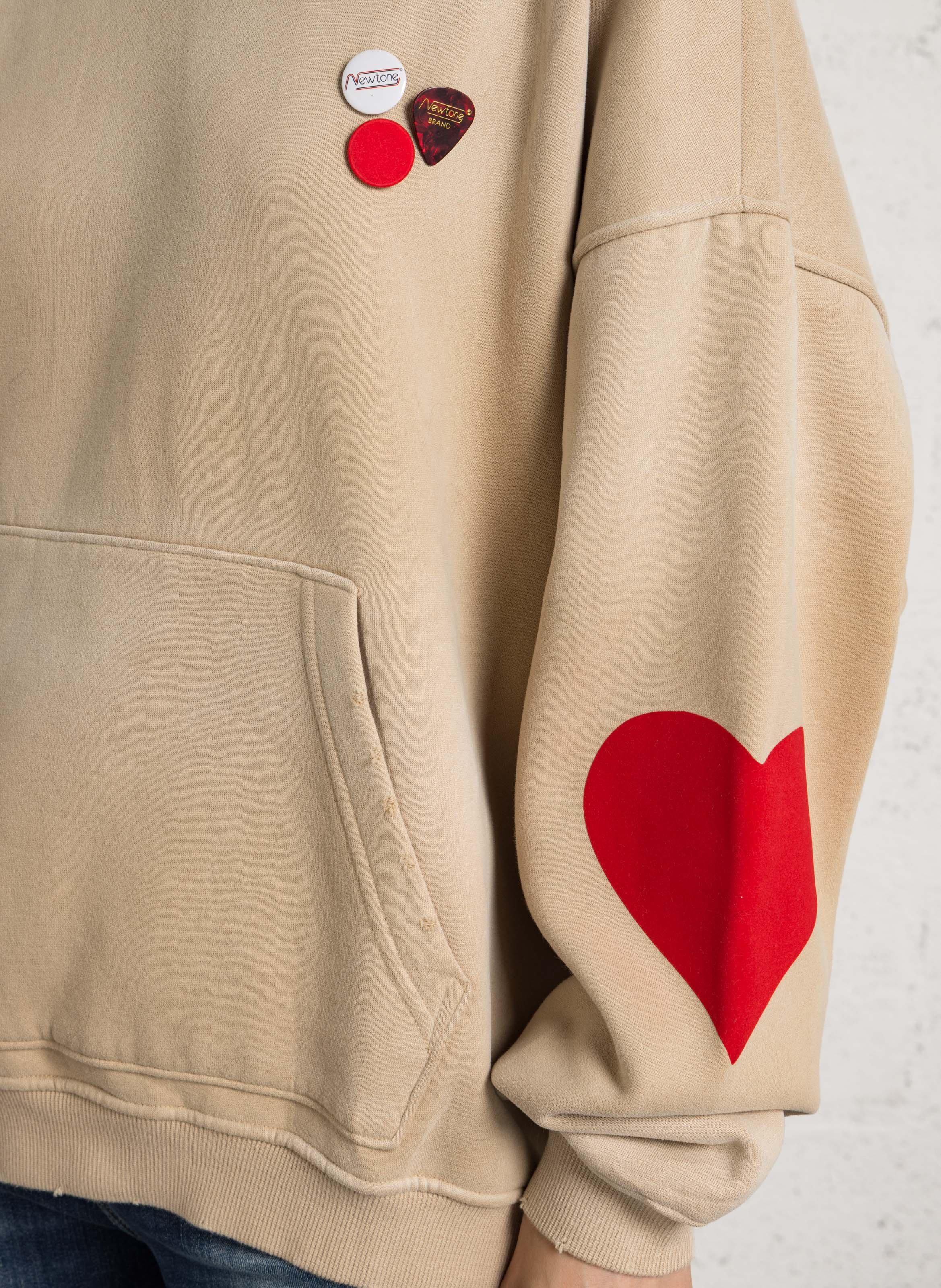 Ruimvallende hoodie met fluweel bedrukt ontwerp NEWTONE Rood