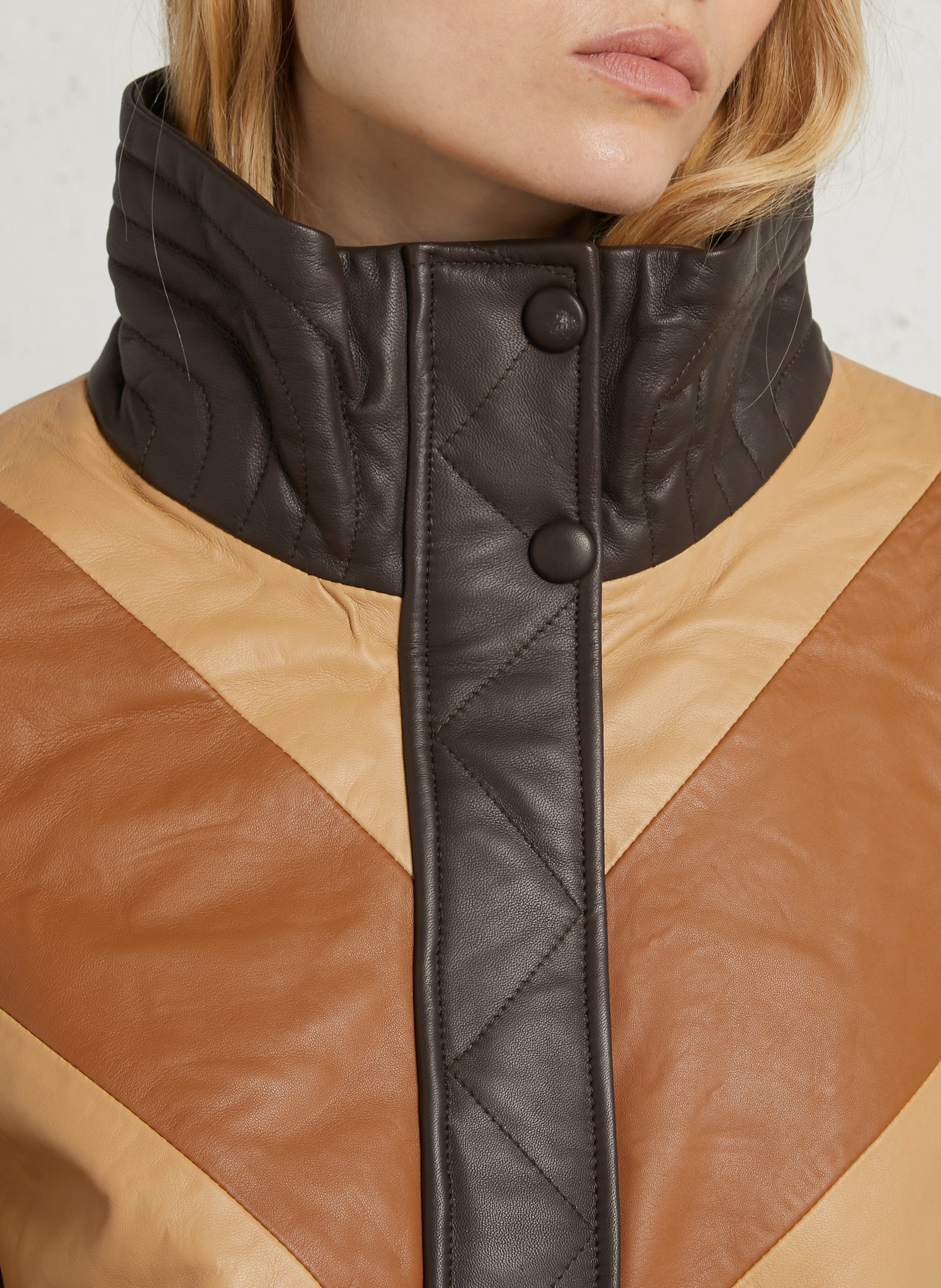 Oversized, leren jasje STELLA NOVA Bruin