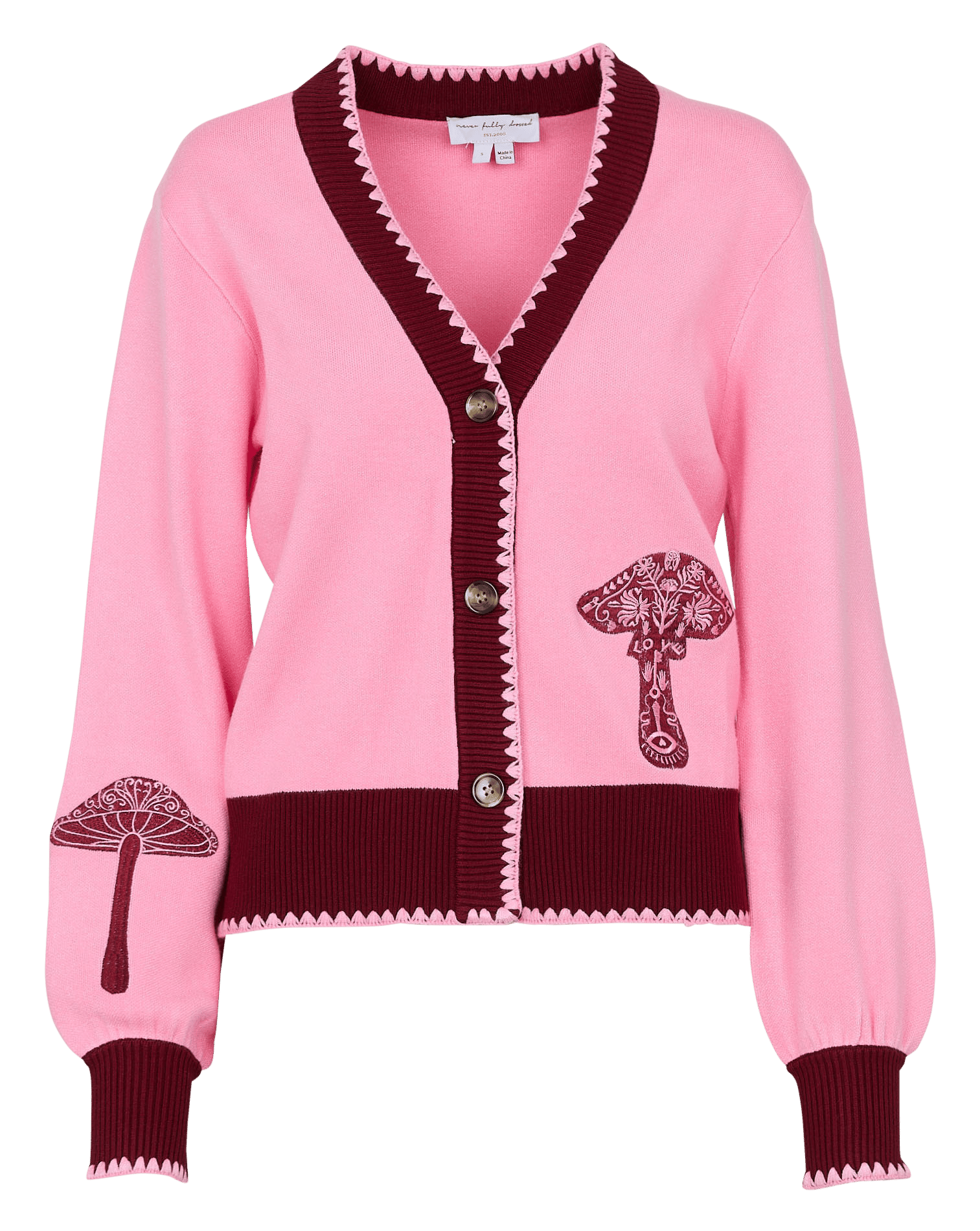 Gilet droit boutonné col V NEVER FULLY DRESSED Rose