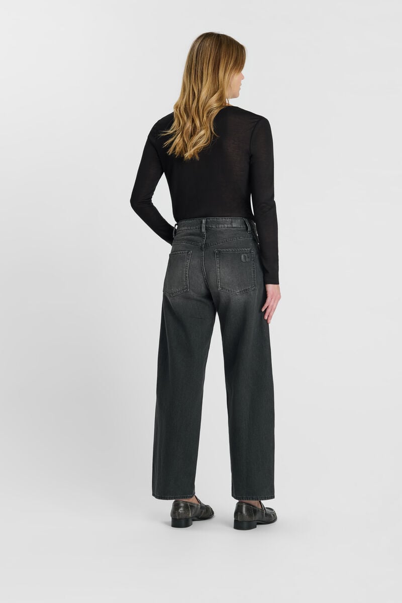 High-waisted loose-fit zip jeans LE TEMPS DES CERISES Black