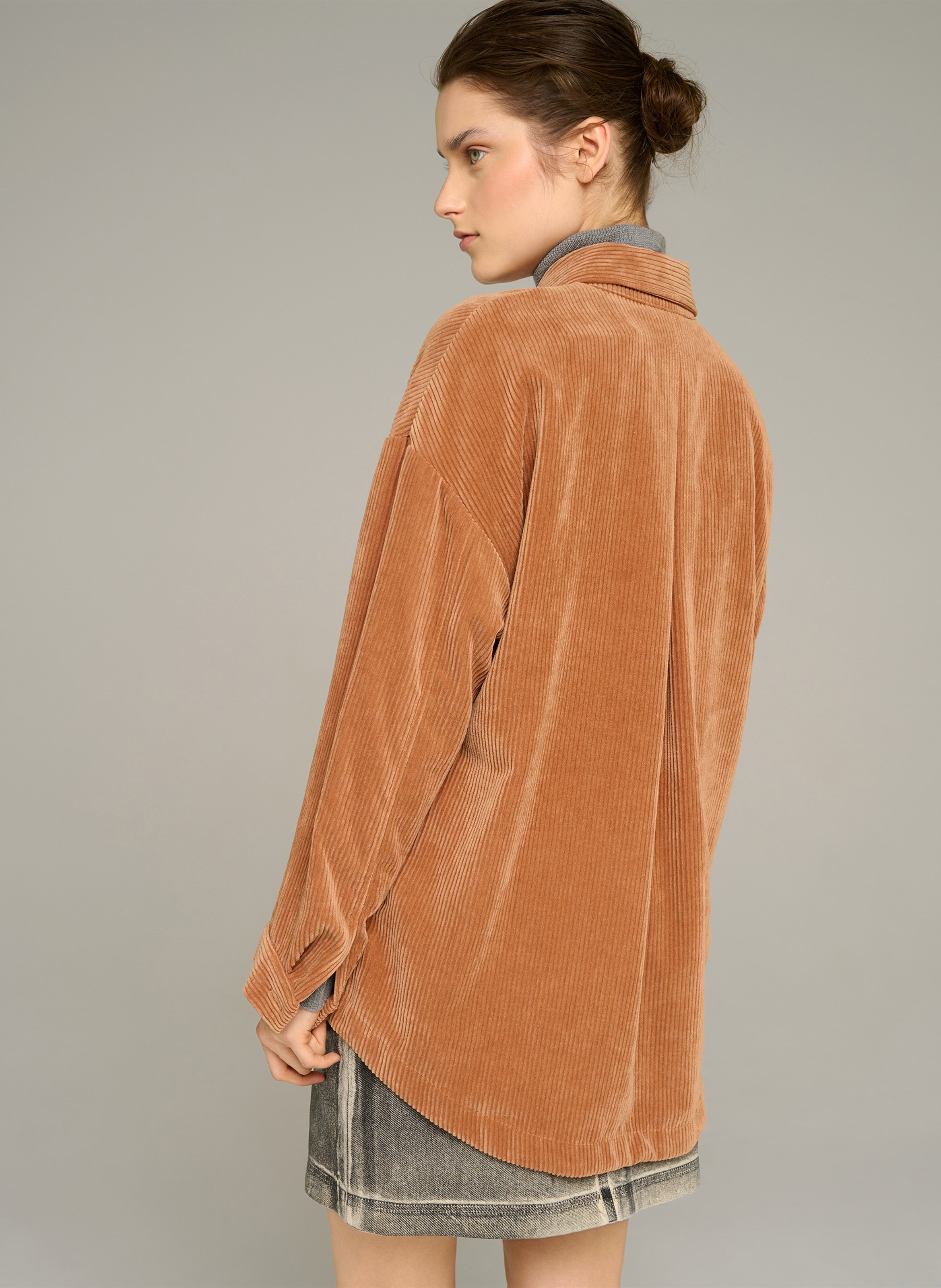 Straight corduroy shirt COTELAC ACOTE Brown