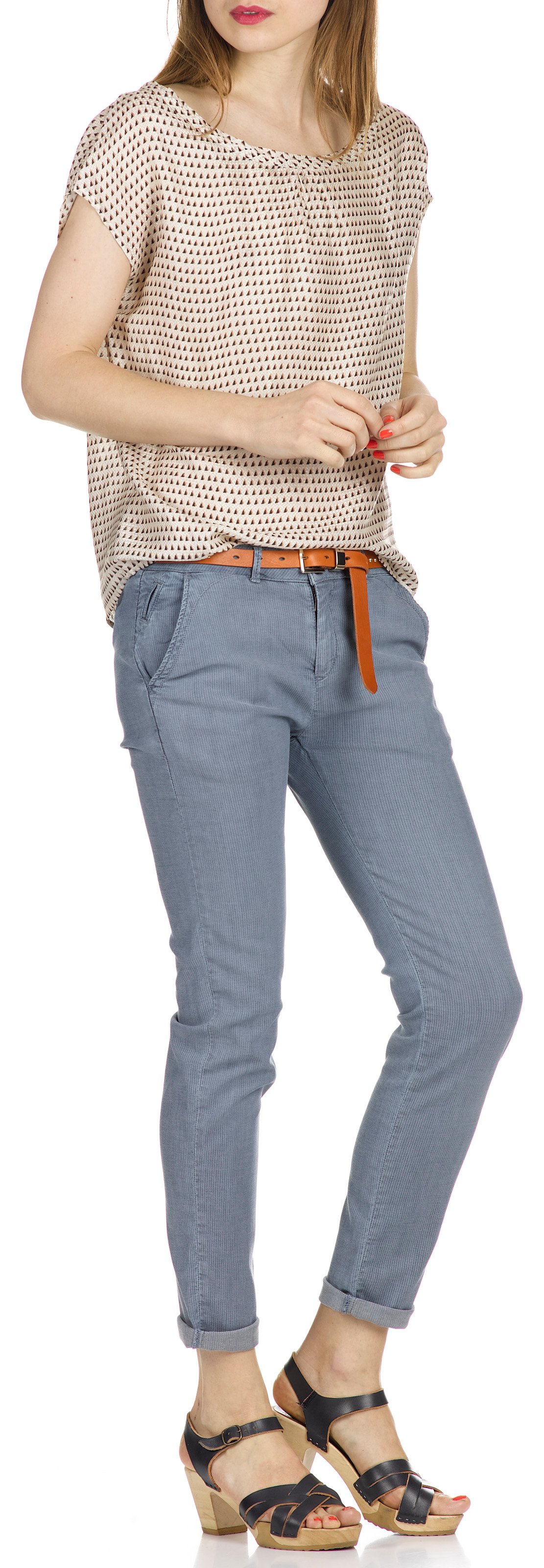 Graphic-print fluid top ATTIC AND BARN Beige