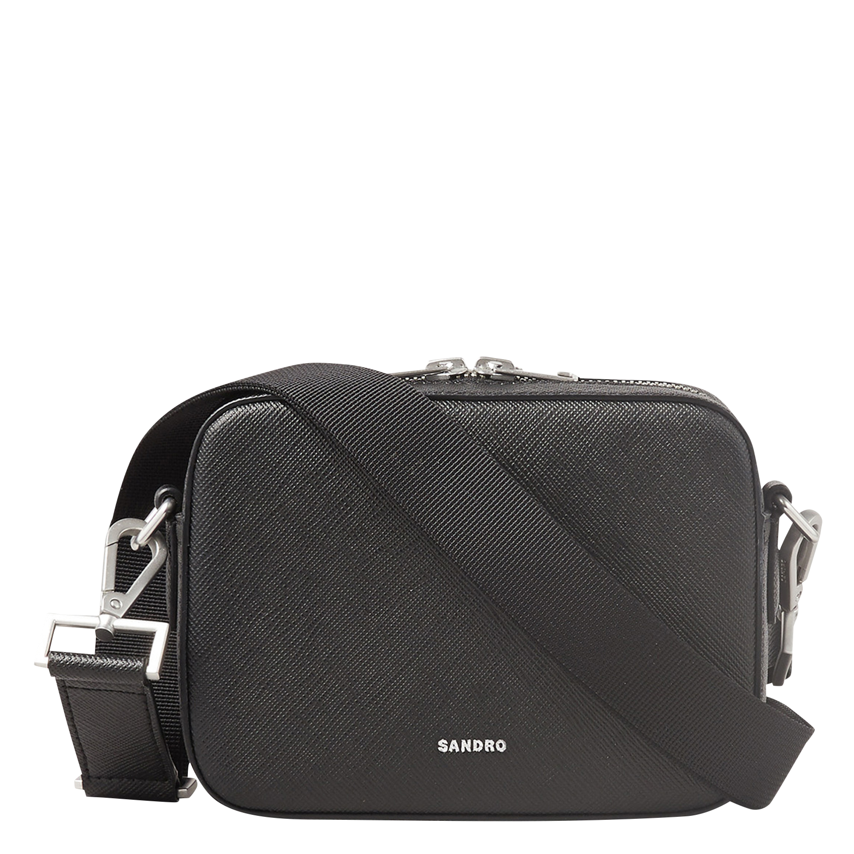 Schoudertas van gerecycled leer SANDRO Zwart