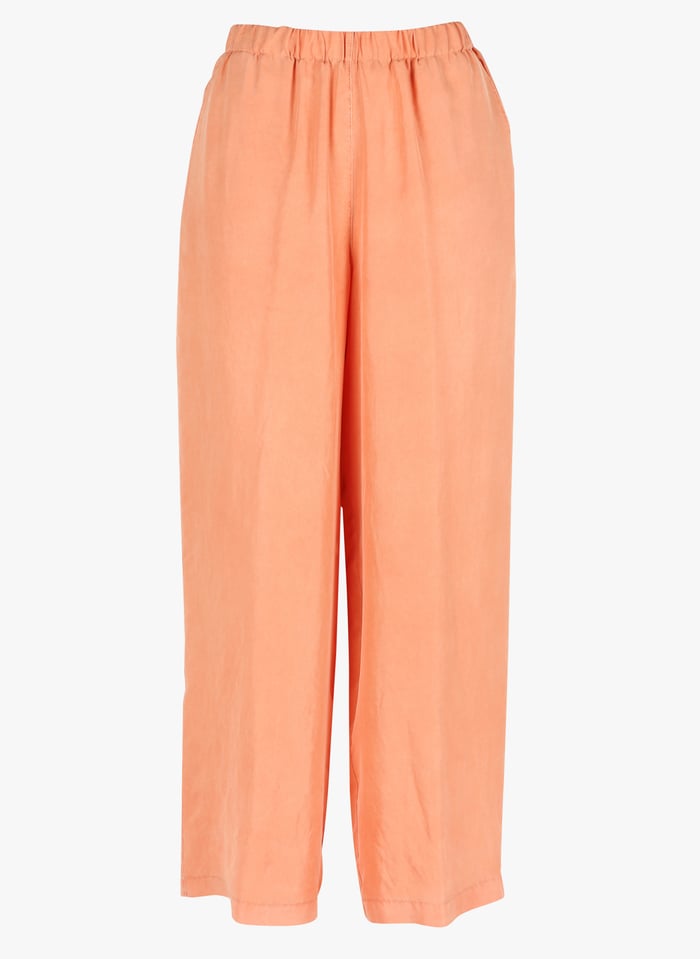 Orange Wide leg fluid silk pants