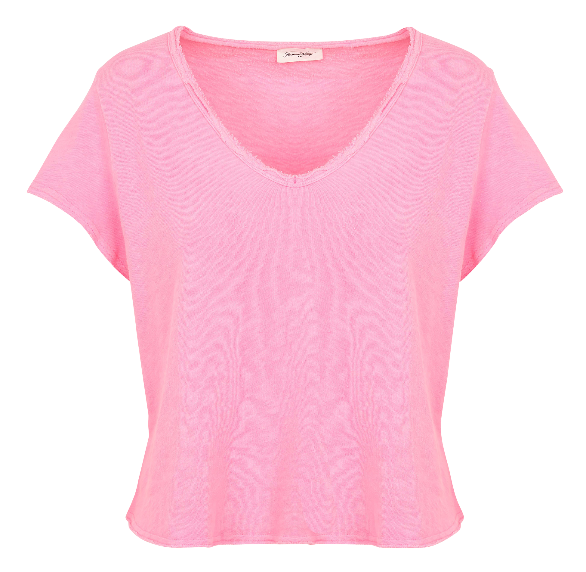 Tee-shirt droit col V en coton AMERICAN VINTAGE Rose