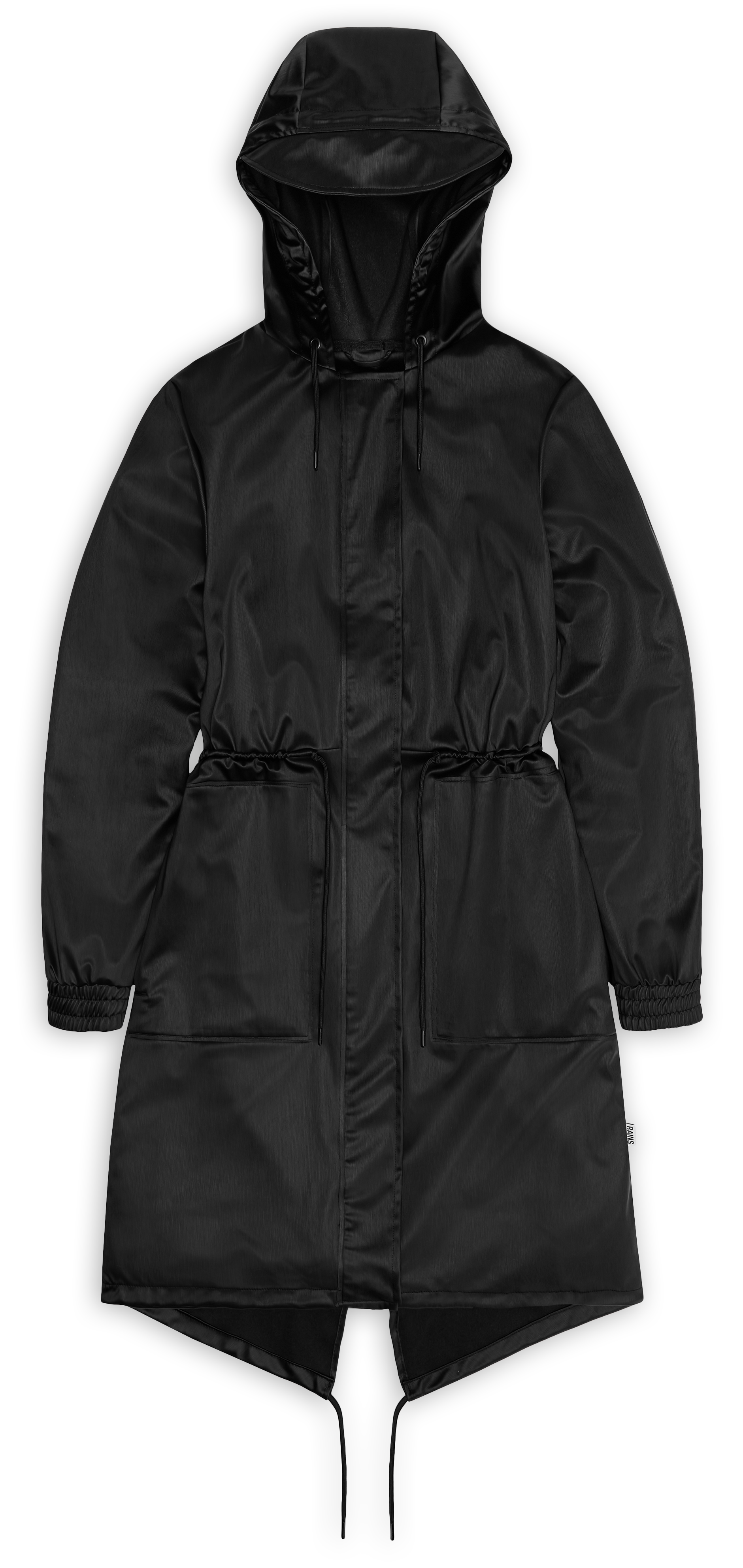 Imperméable droit col rond à capuche RAINS Noir