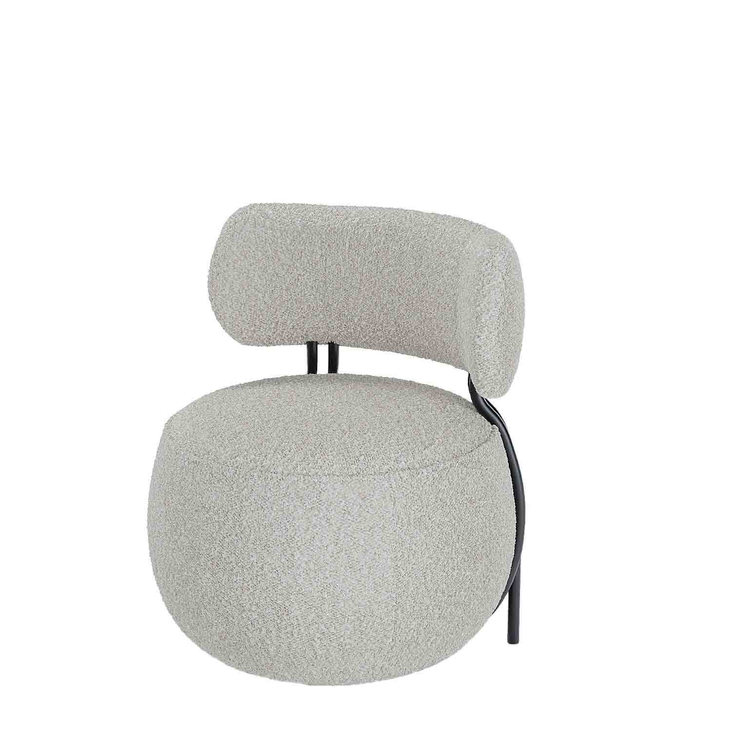 Cream bouclé wool round armchair POTIRON PARIS Beige