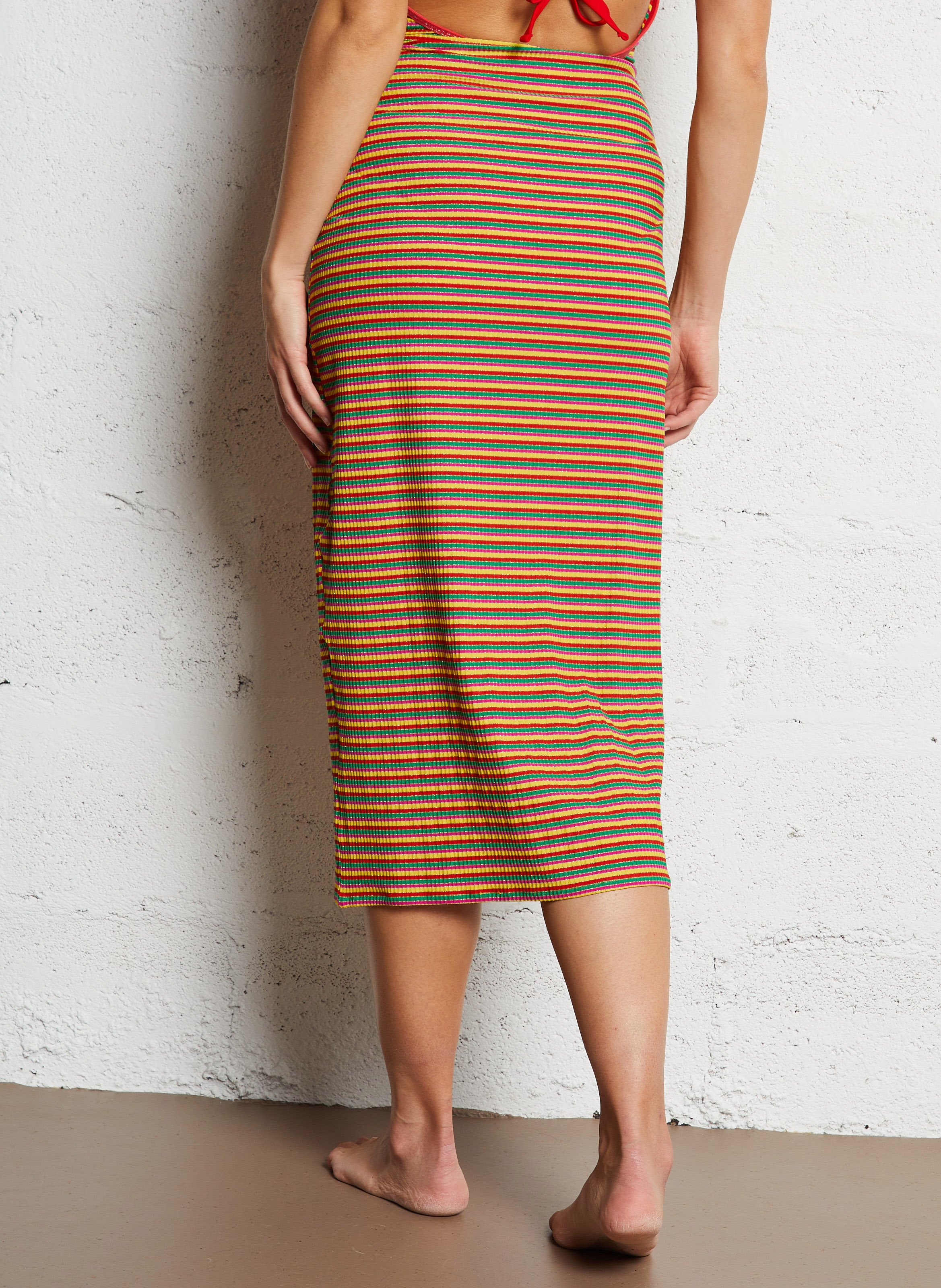 Jupe midi à rayures LA NOUVELLE Multicolore