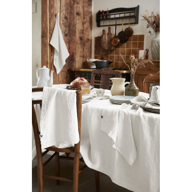 Cotton gauze tablecloth L'EFFET PAPILLON White