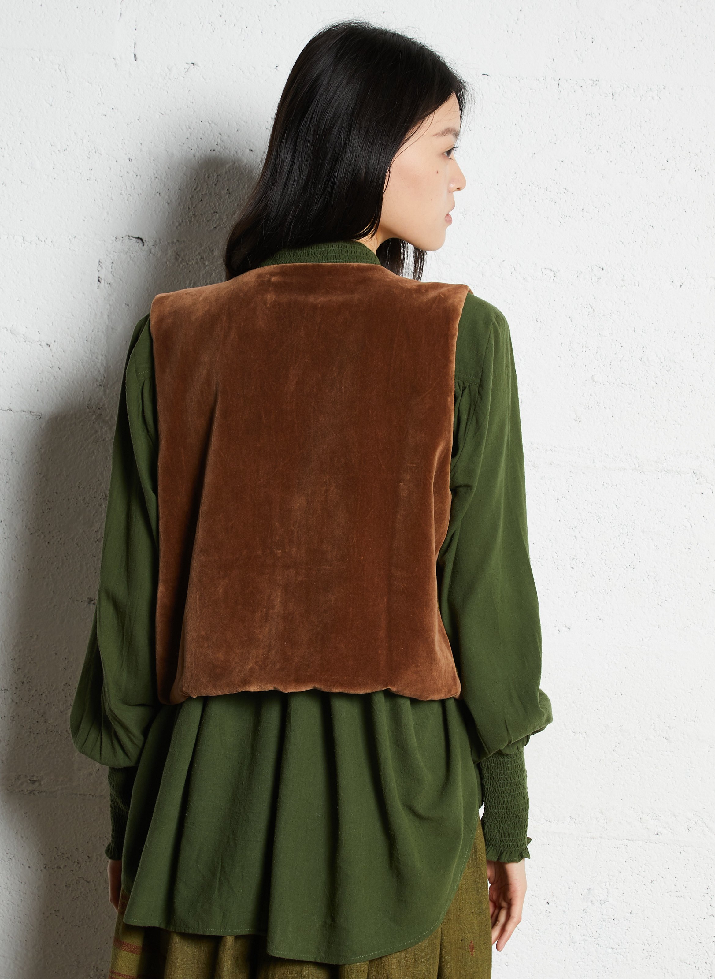 Short velvet embroidered bolero V DE VINSTER Khaki