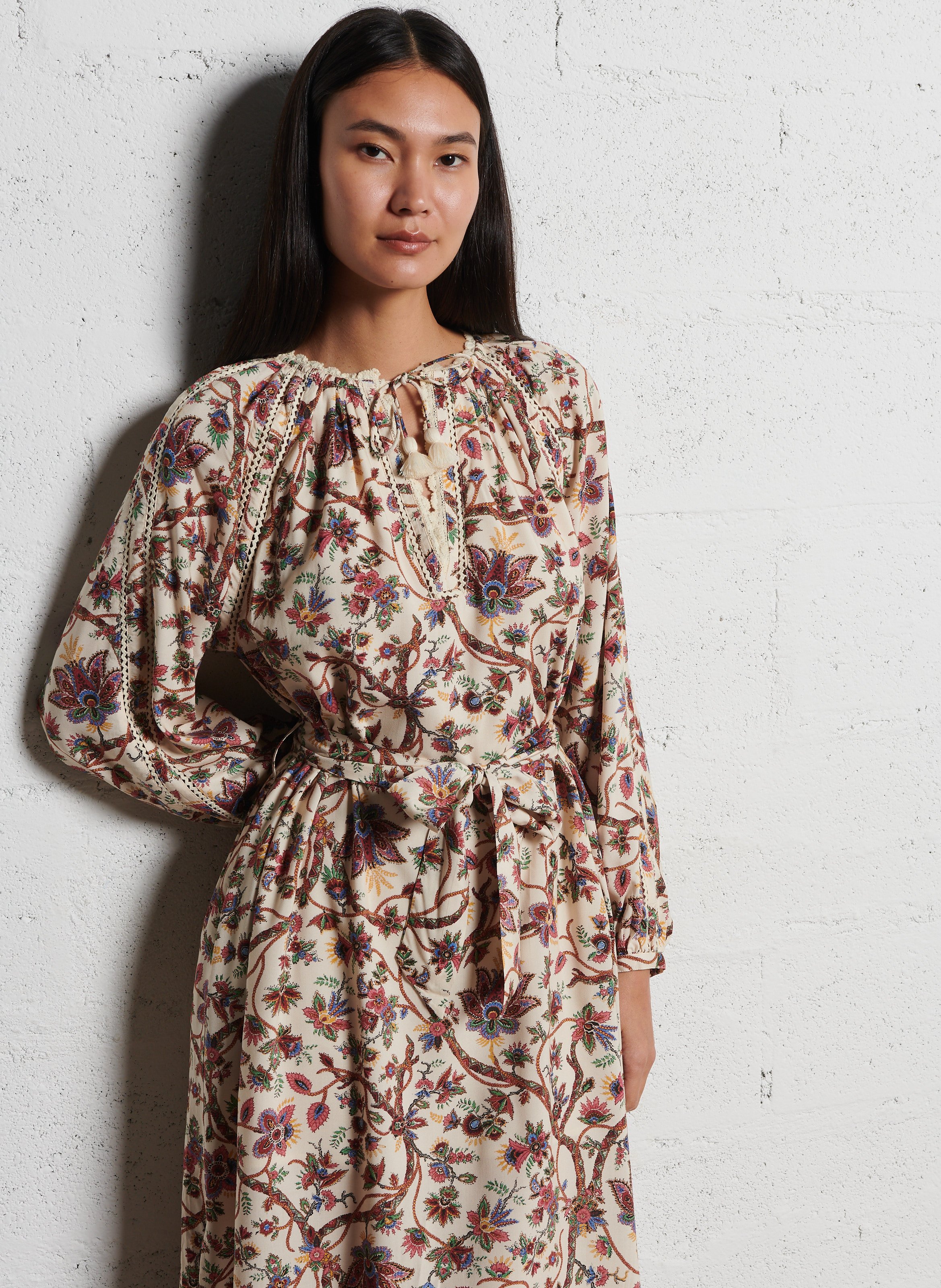 Lange jurk met V-hals en print LOUISE MISHA Multicolored