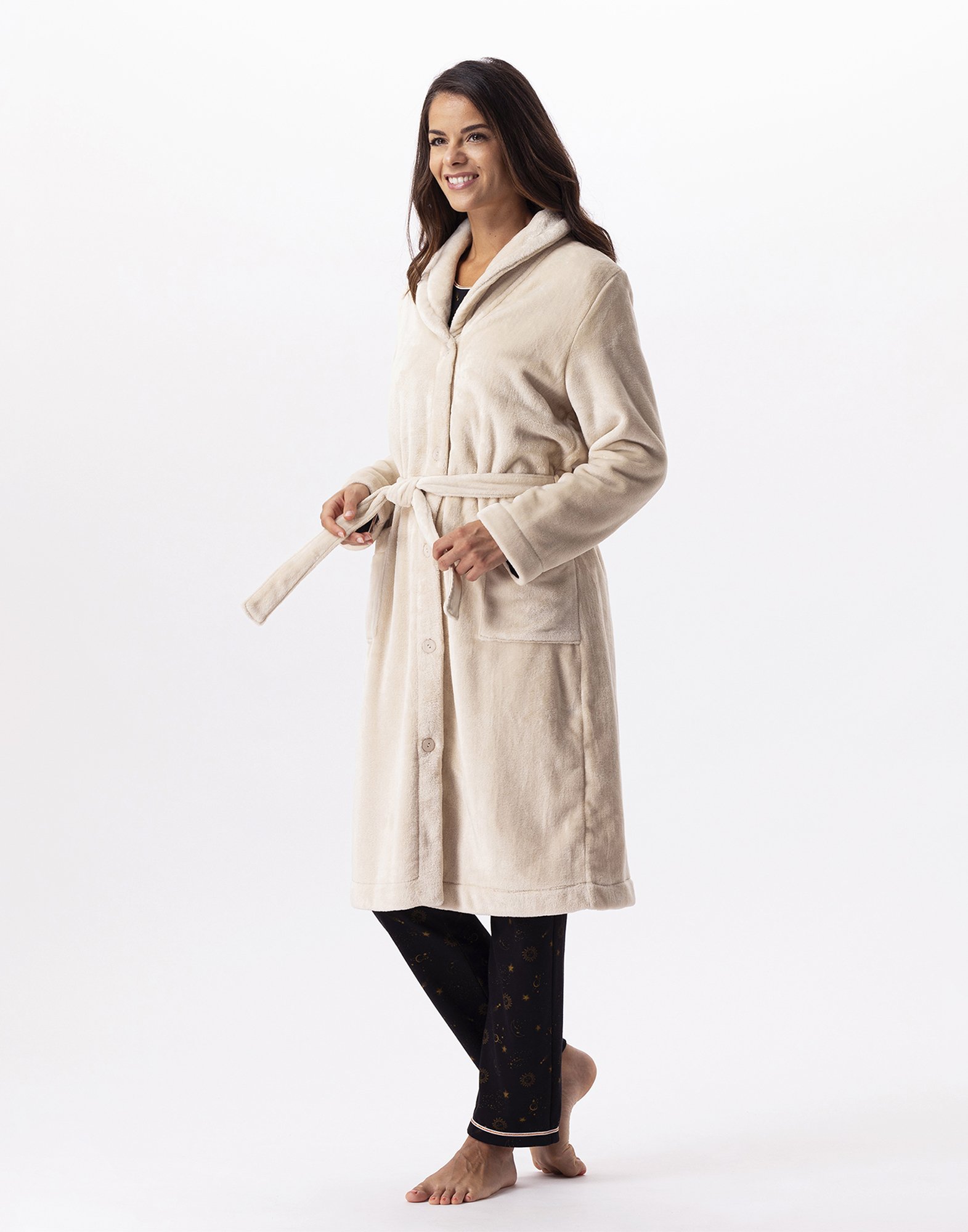 Plush flannel robe LE CHAT Beige