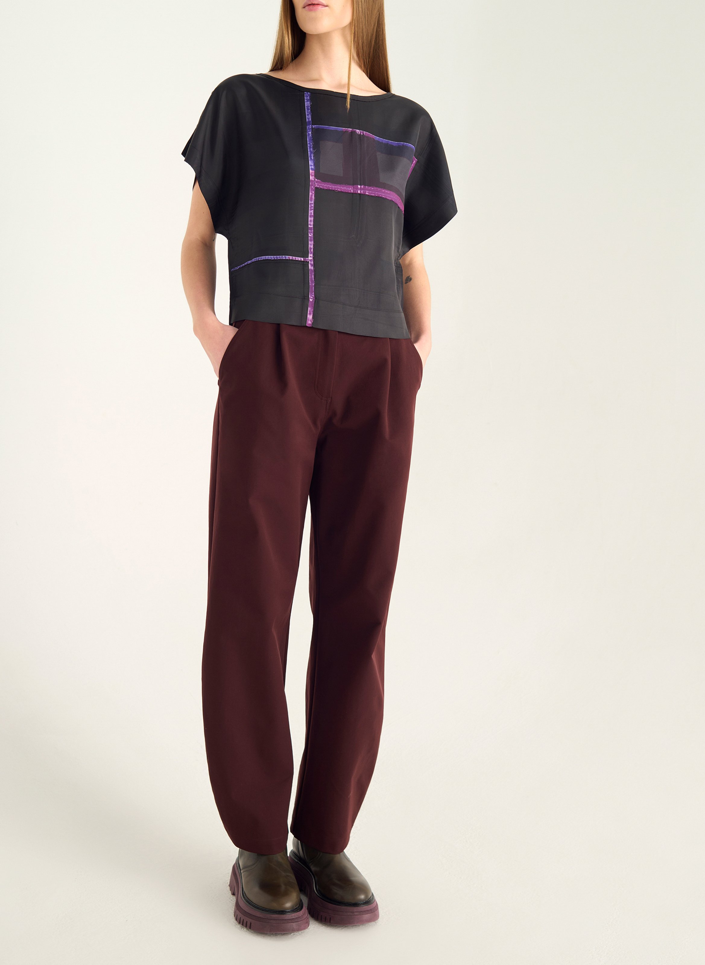 Oversized top met print COTELAC Zwart