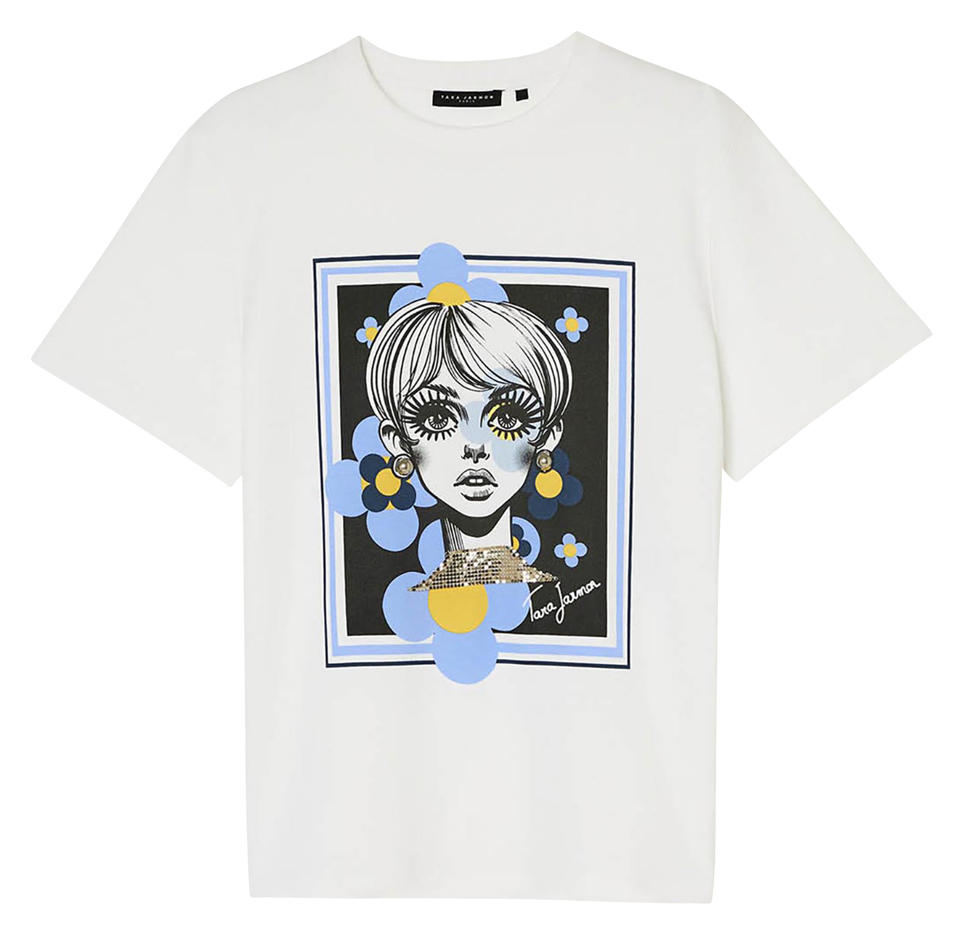 Maglietta diritta a motivi TARA JARMON Bianco