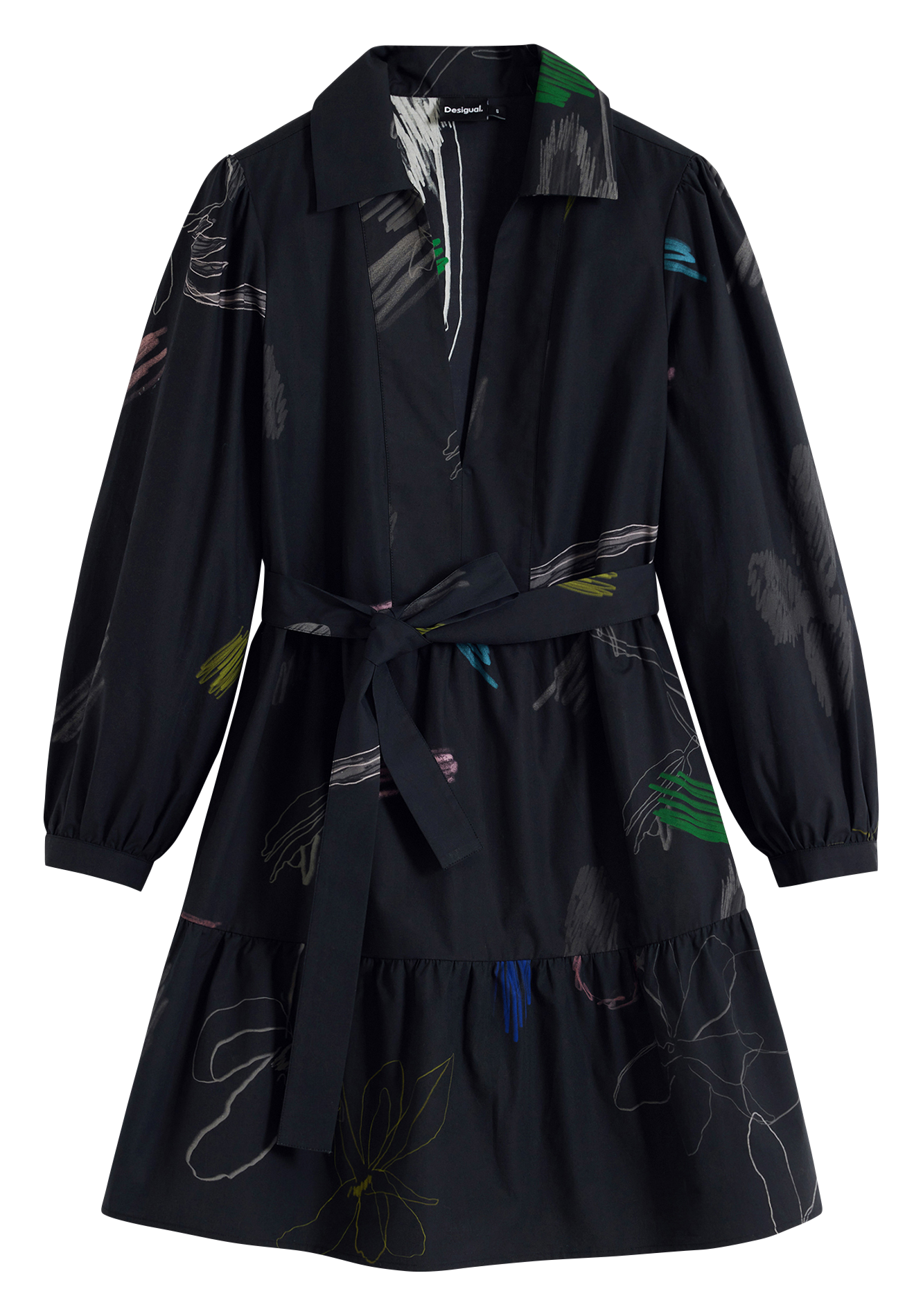 Robe courte col classique en coton DESIGUAL Noir