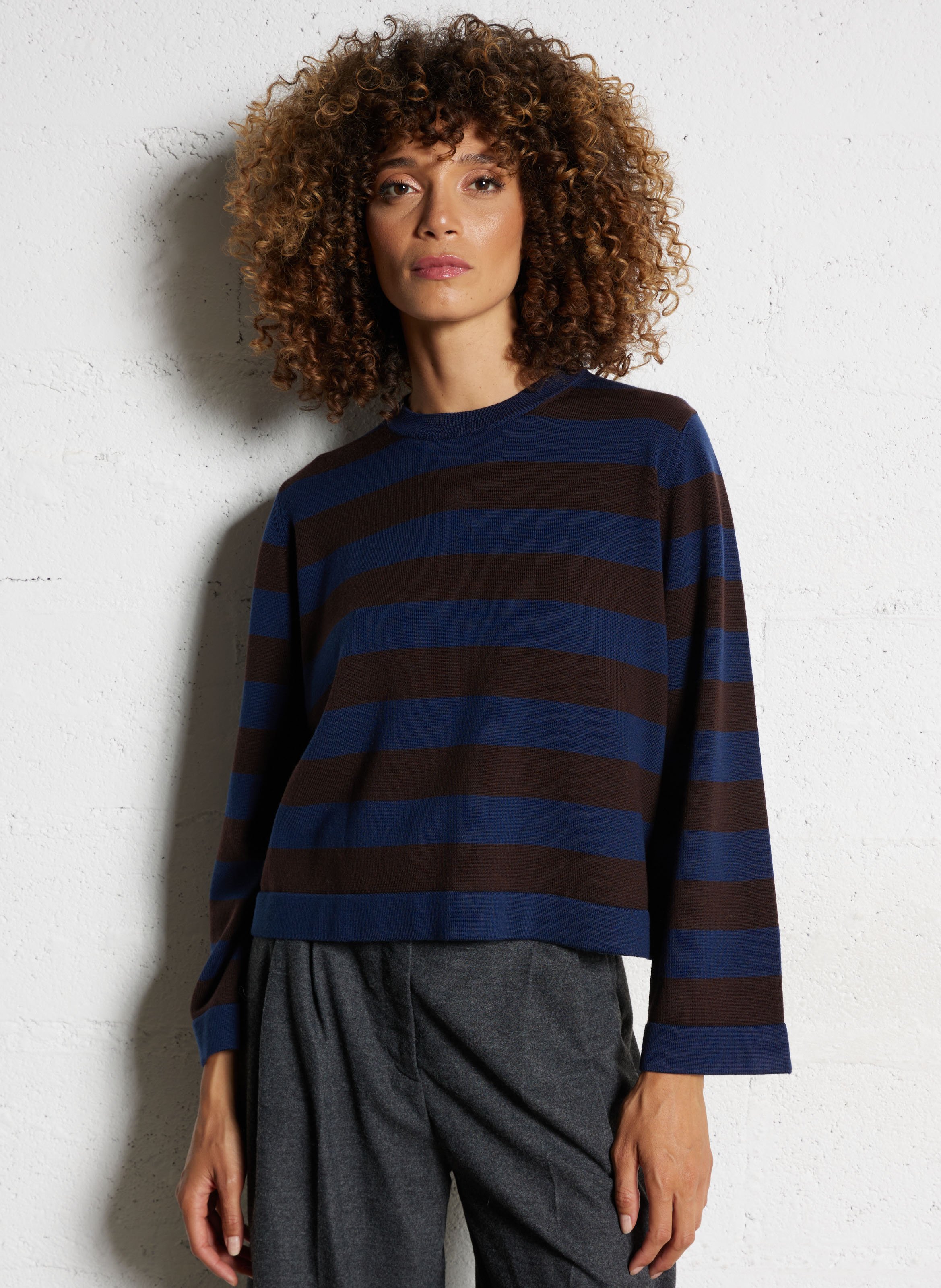 Pull col rond rayé en laine THE TINY BIG SISTER