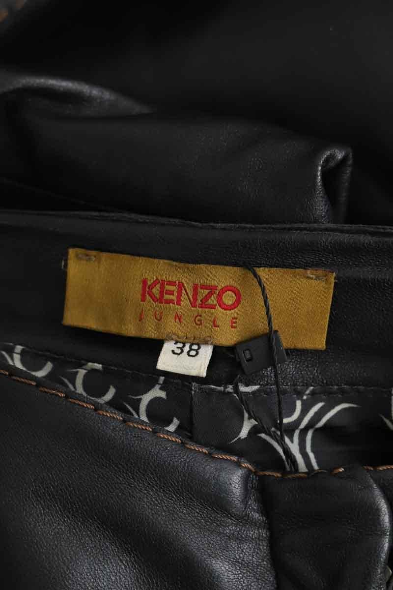 Straight leather pants KENZO - SECONDE MAIN Black