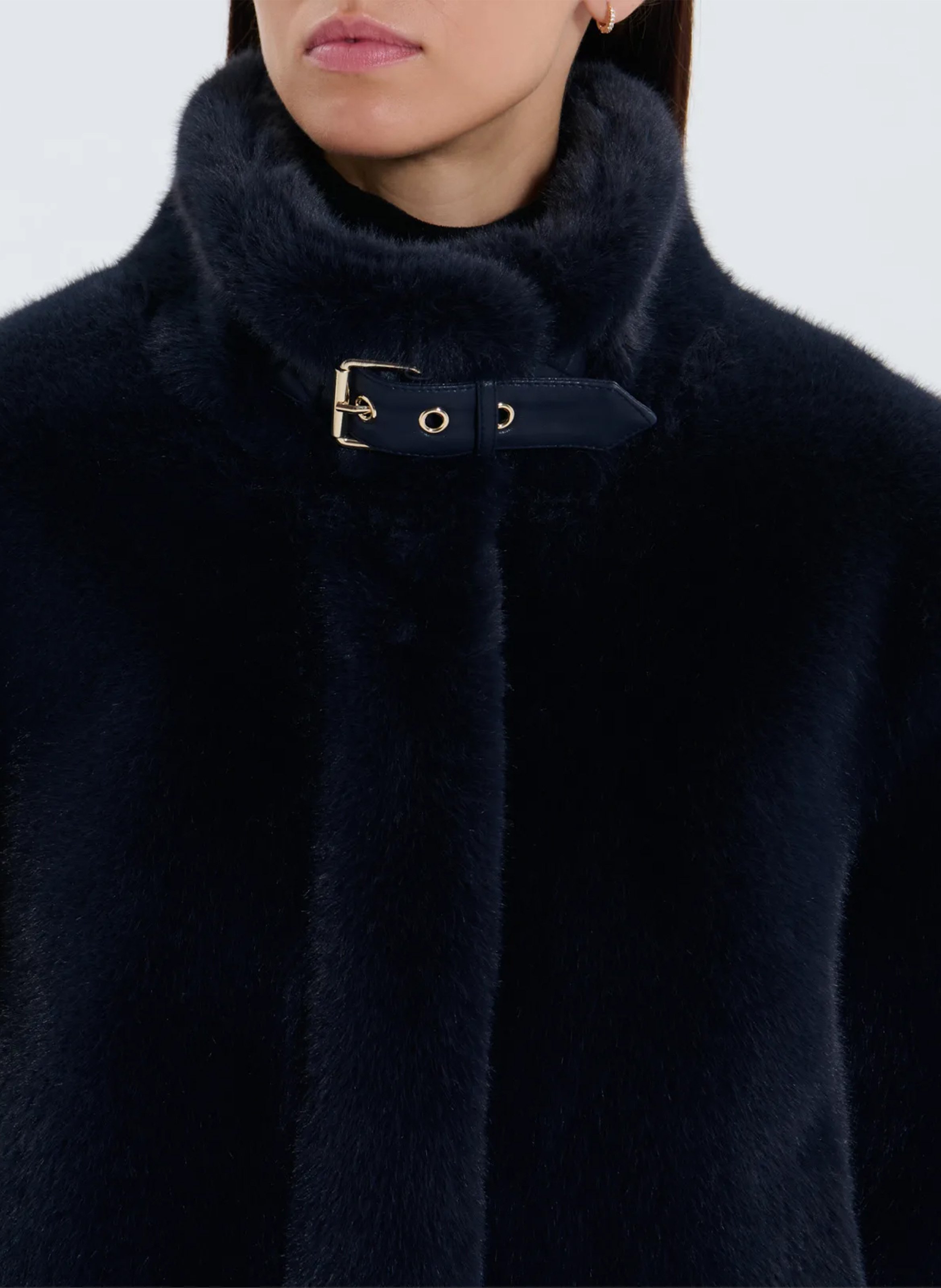 High-neck faux fur jacket ZAPA Blue