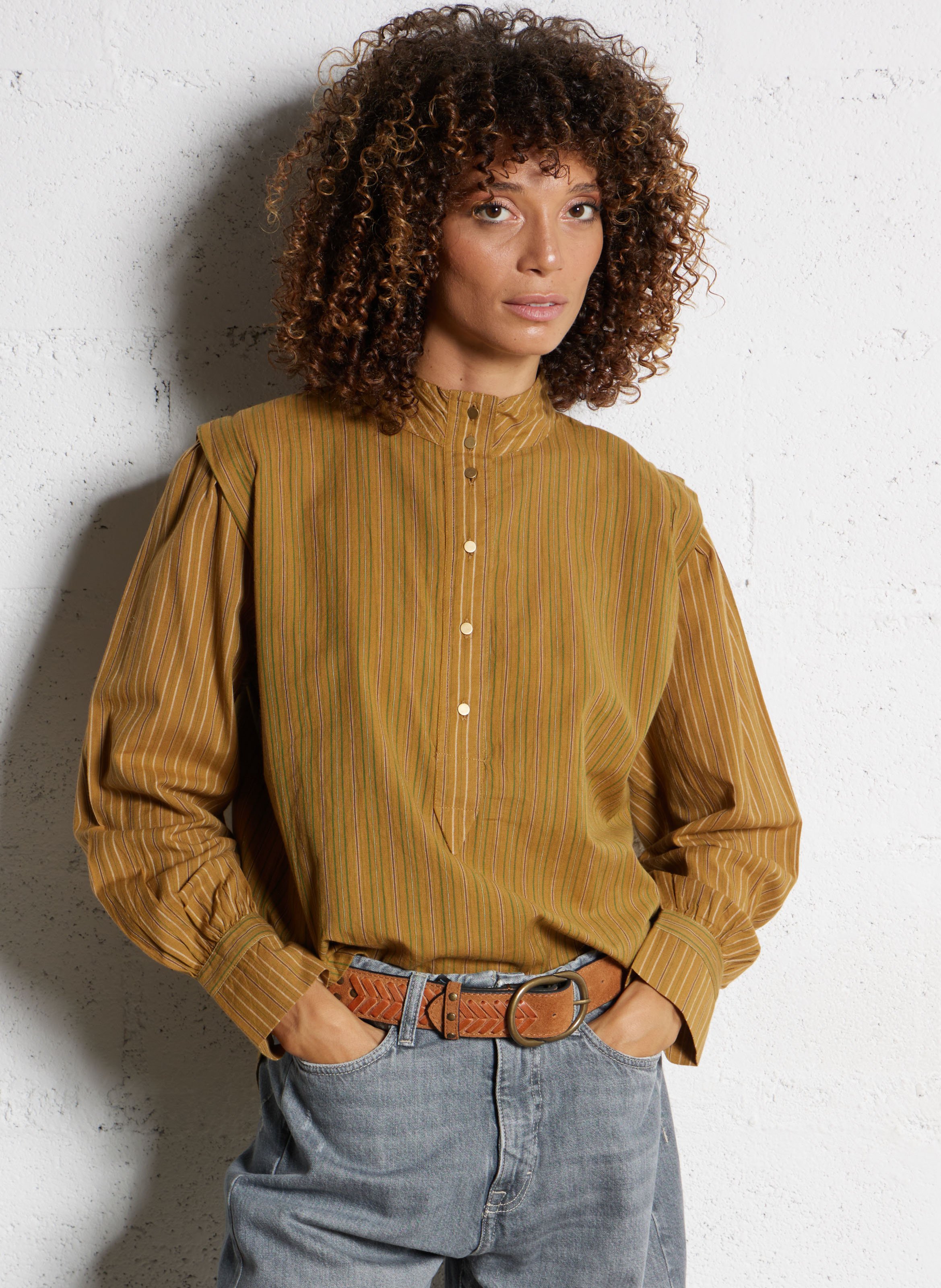 Gestreept overhemd LEON & HARPER Bruin