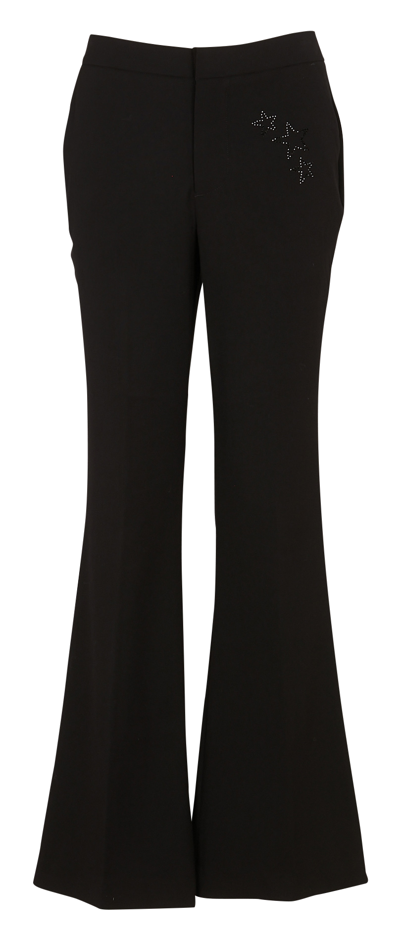 Solid flare pants with star rhinestones BERENICE Black