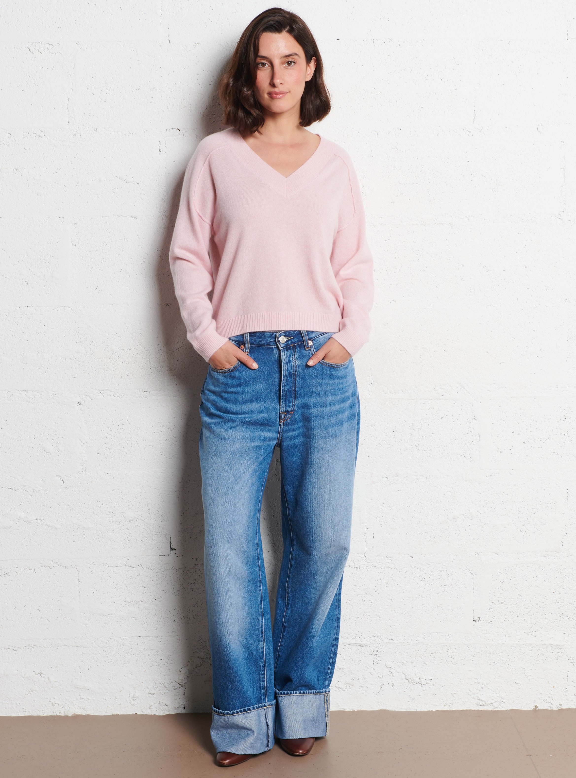 Pull oversize en cachemire MAISON 123 Rose