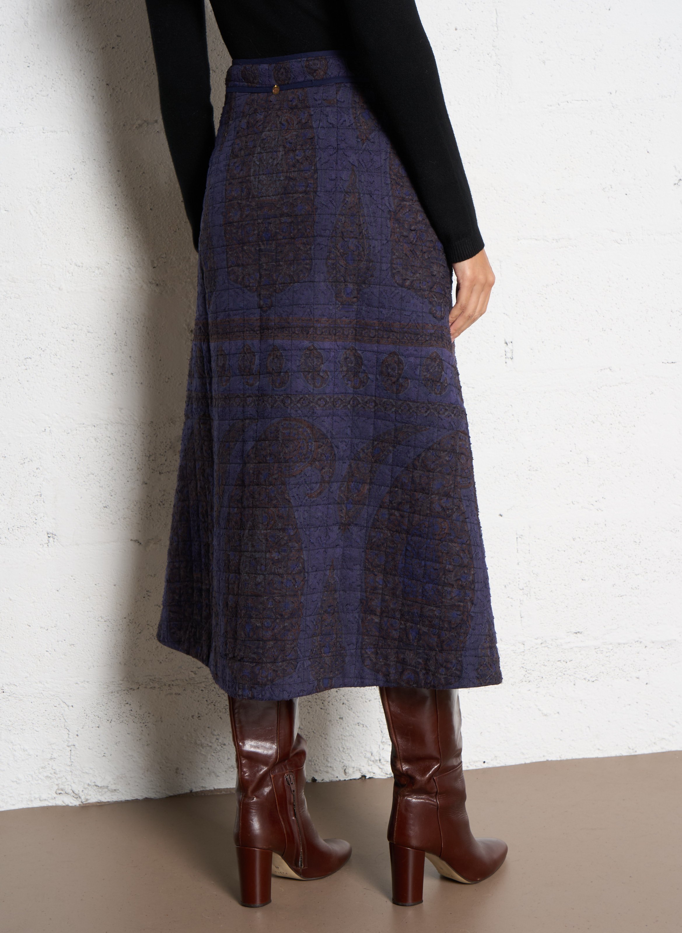 Langer Baumwollrock ANTIK BATIK Blau