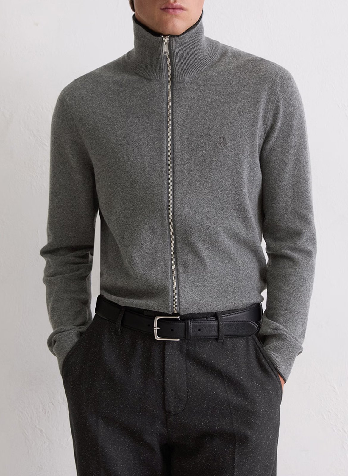 Gilet col montant en coton et en laine mélange MARC O'POLO Gris