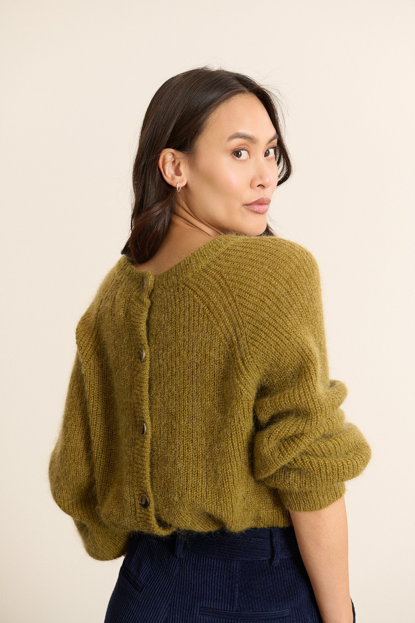 Buttoned round neck sweater GARANCE PARIS Green