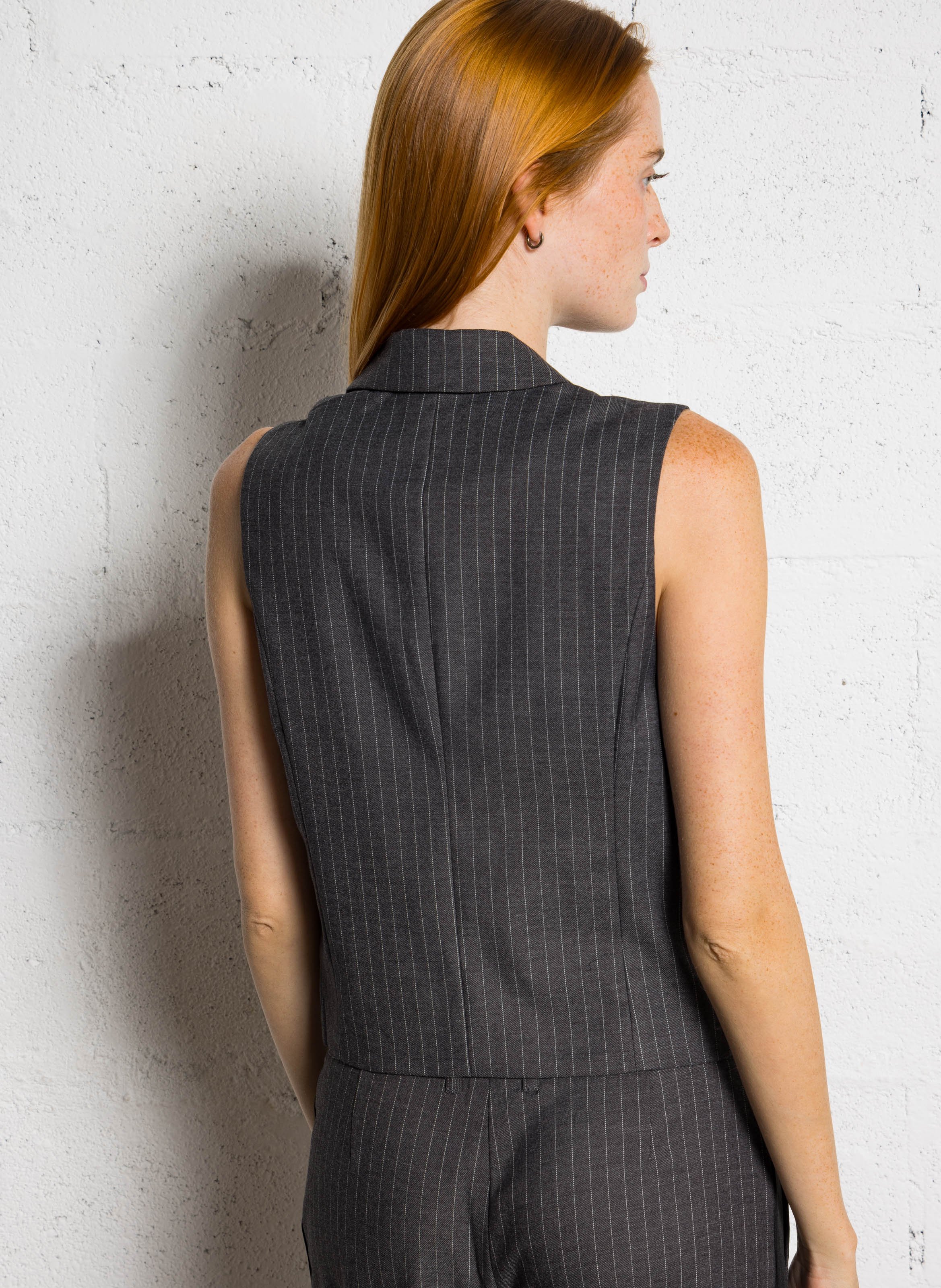 Gilet col tailleur LE TEMPS DES CERISES Gris