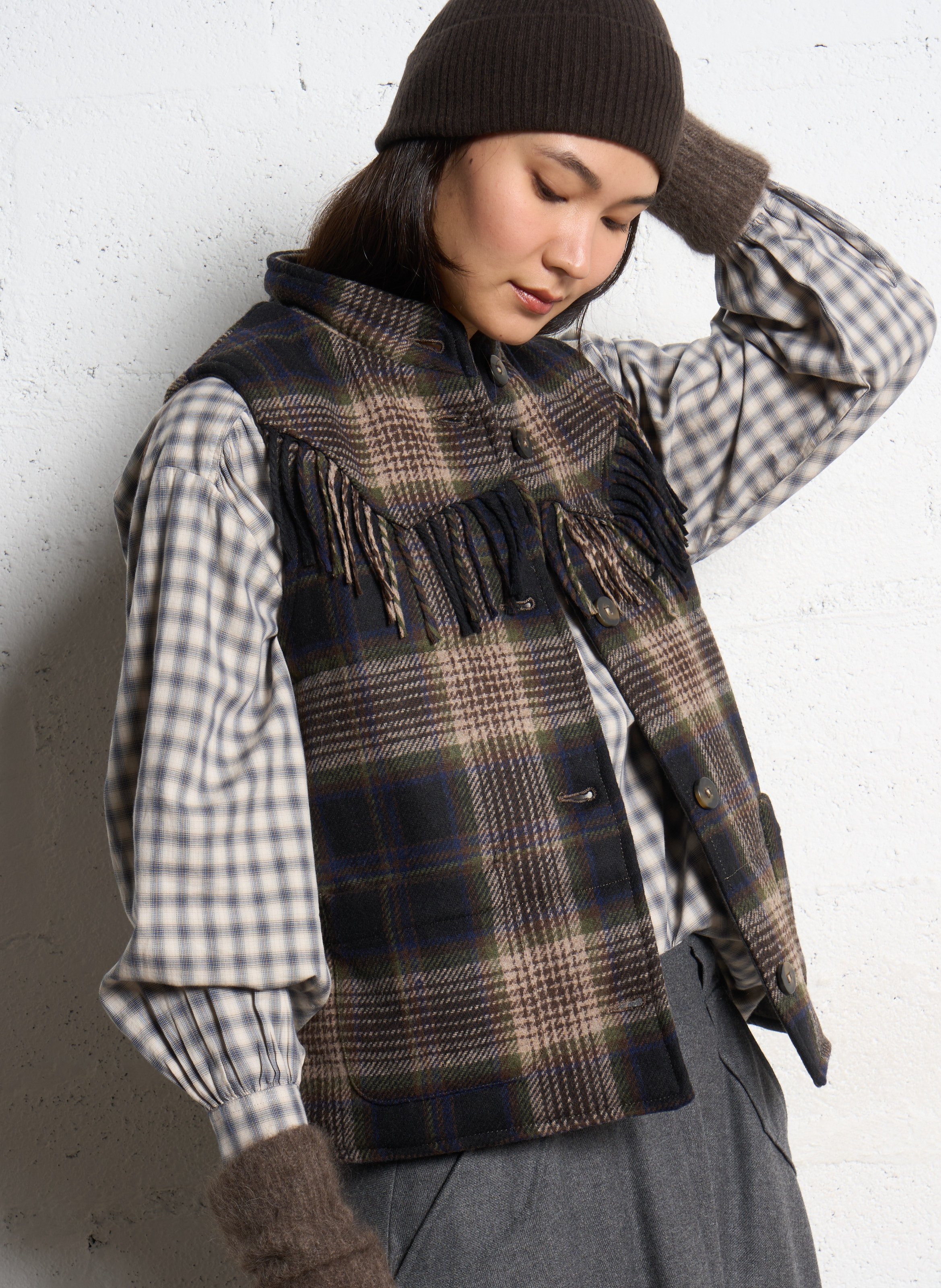 Veste col rond à carreaux DIEGA Multicolore