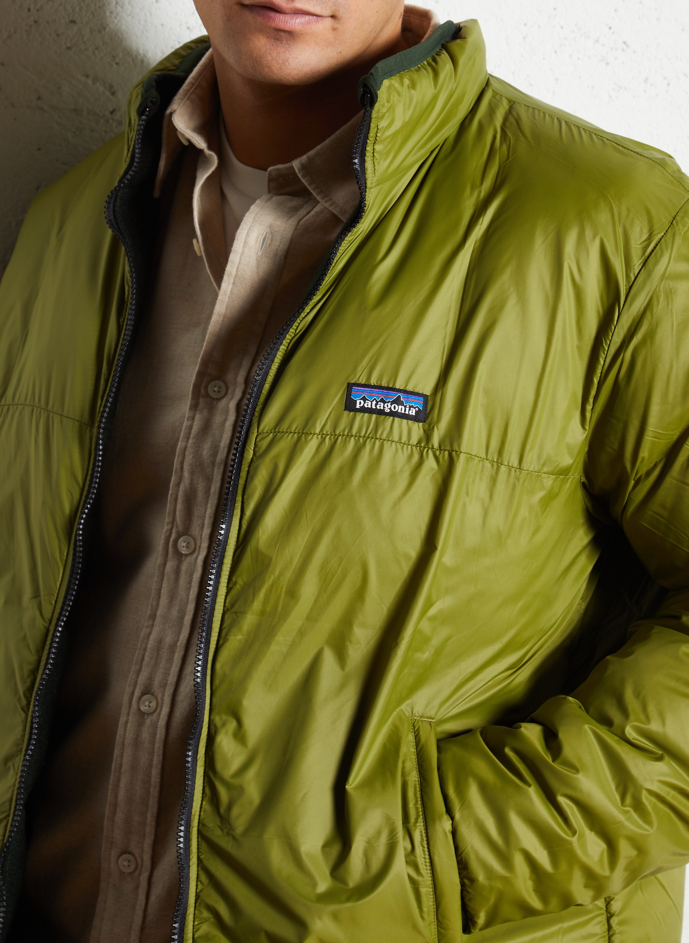 Quilted high neck solid coat PATAGONIA Green