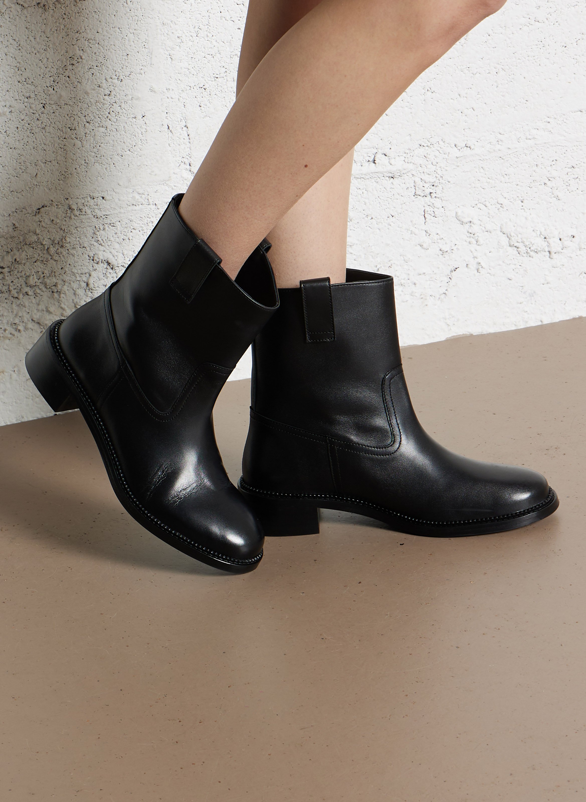 Bottines unies à enfiler en cuir BOBBIES Noir