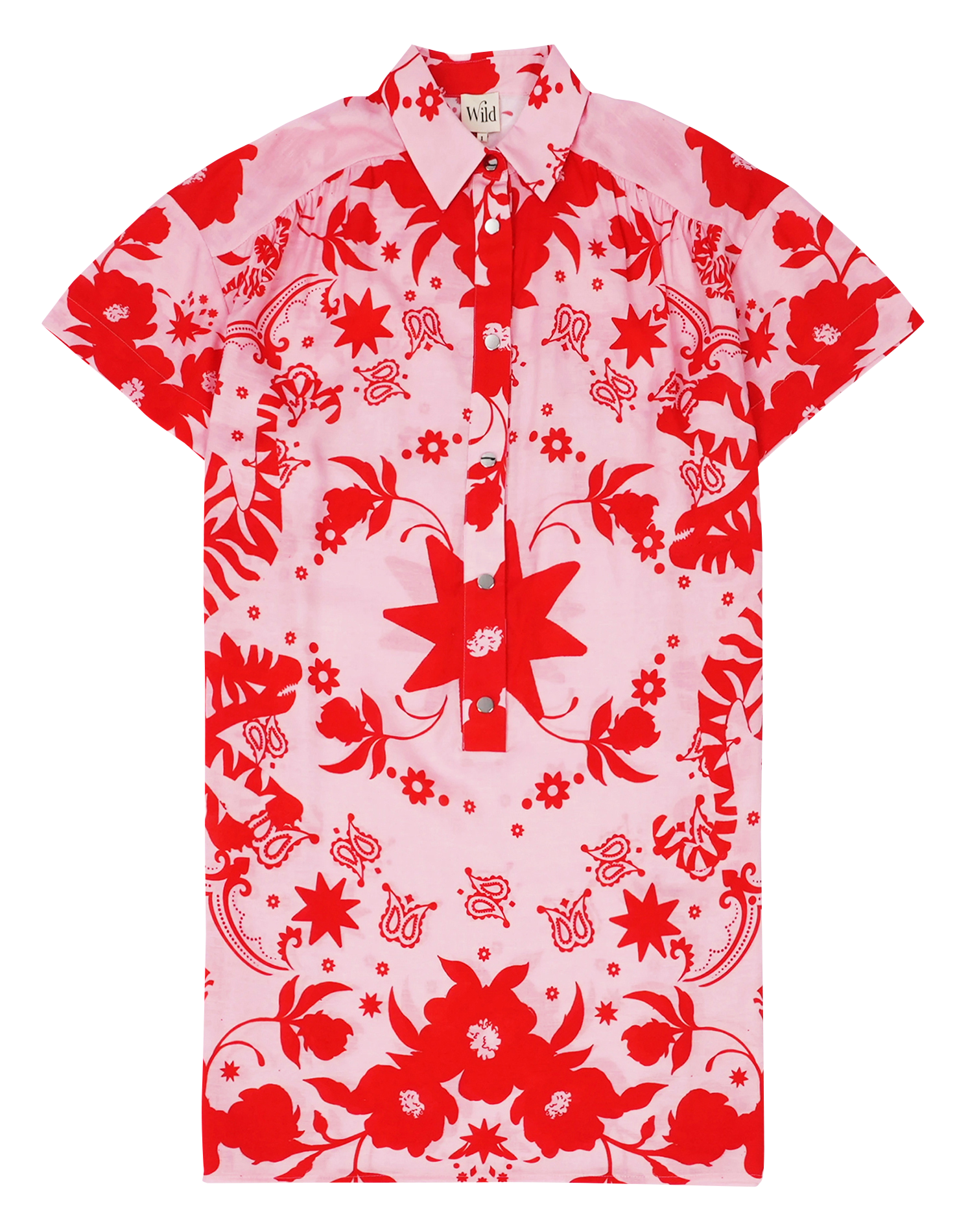 Jurk met kraagje en print WILD Roze