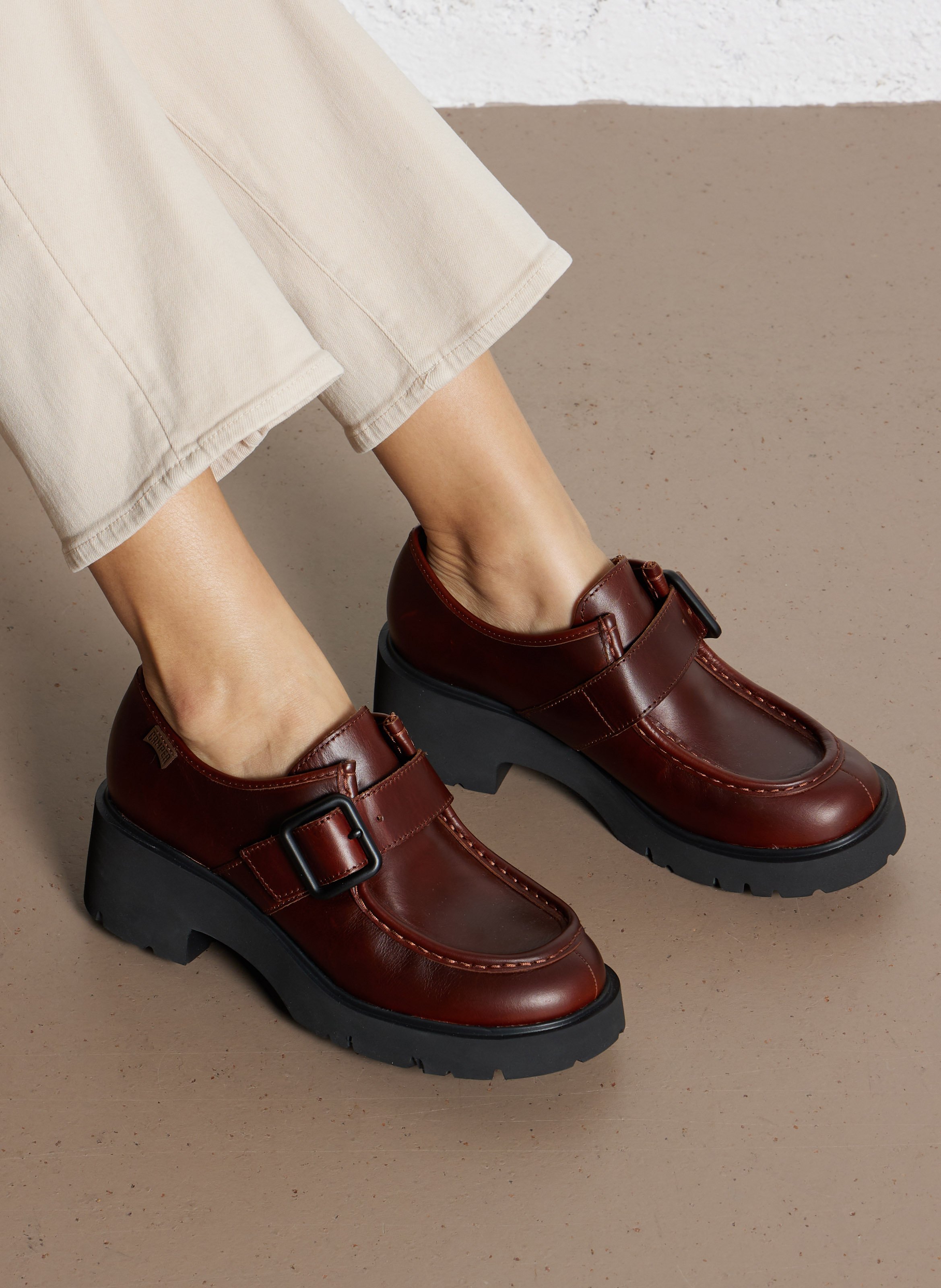 Mocassins compensés en cuir CAMPER Marron