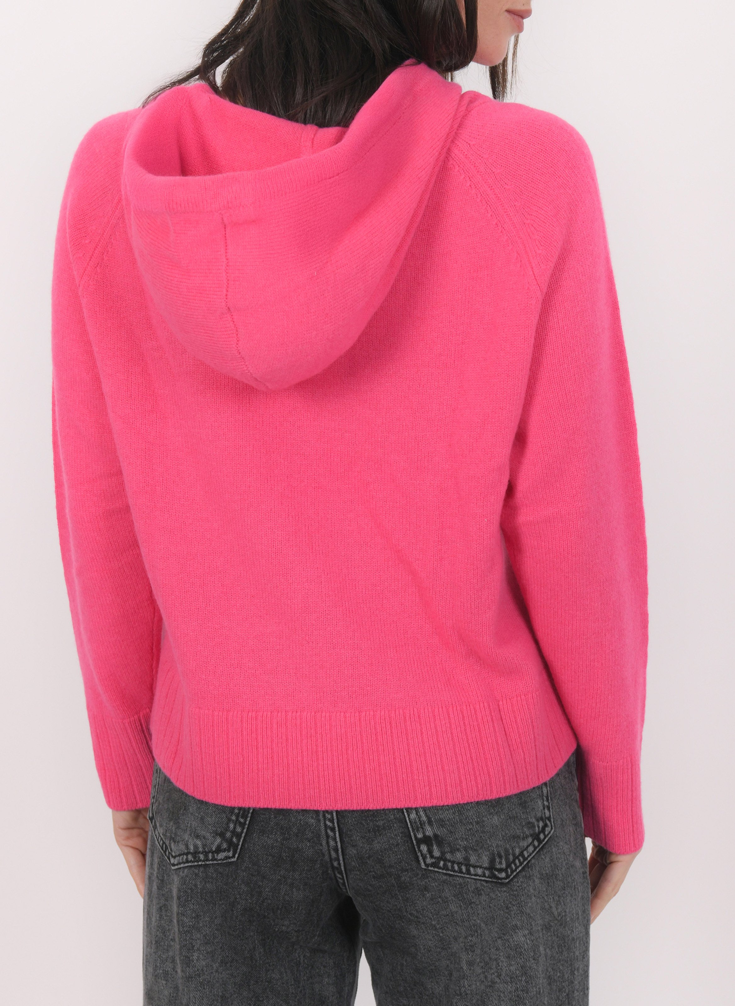 Pull oversize à capuche en laine et cachemire KOOKAI Rose